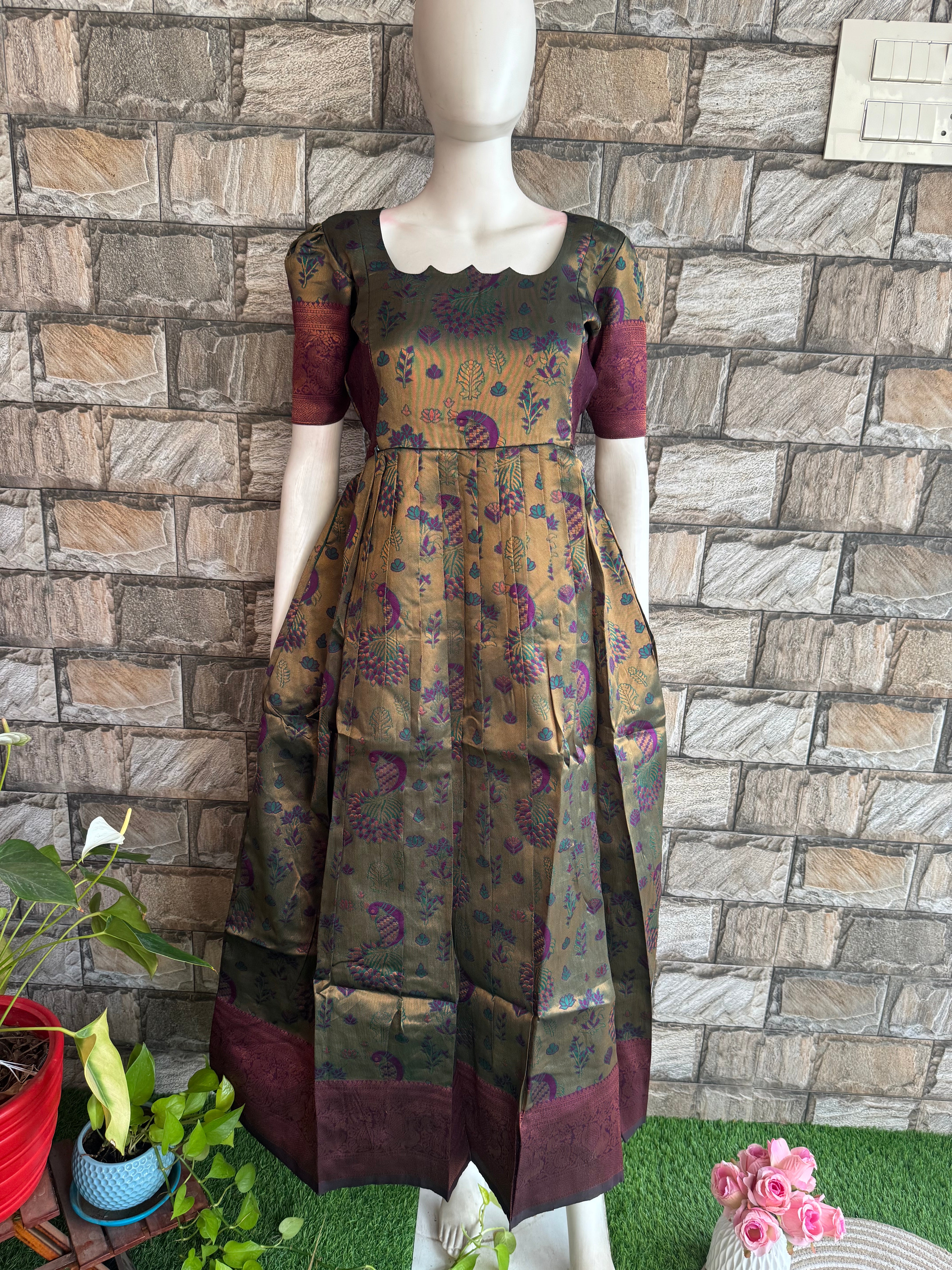 Festive wear Maternity Banarasi silk maxi