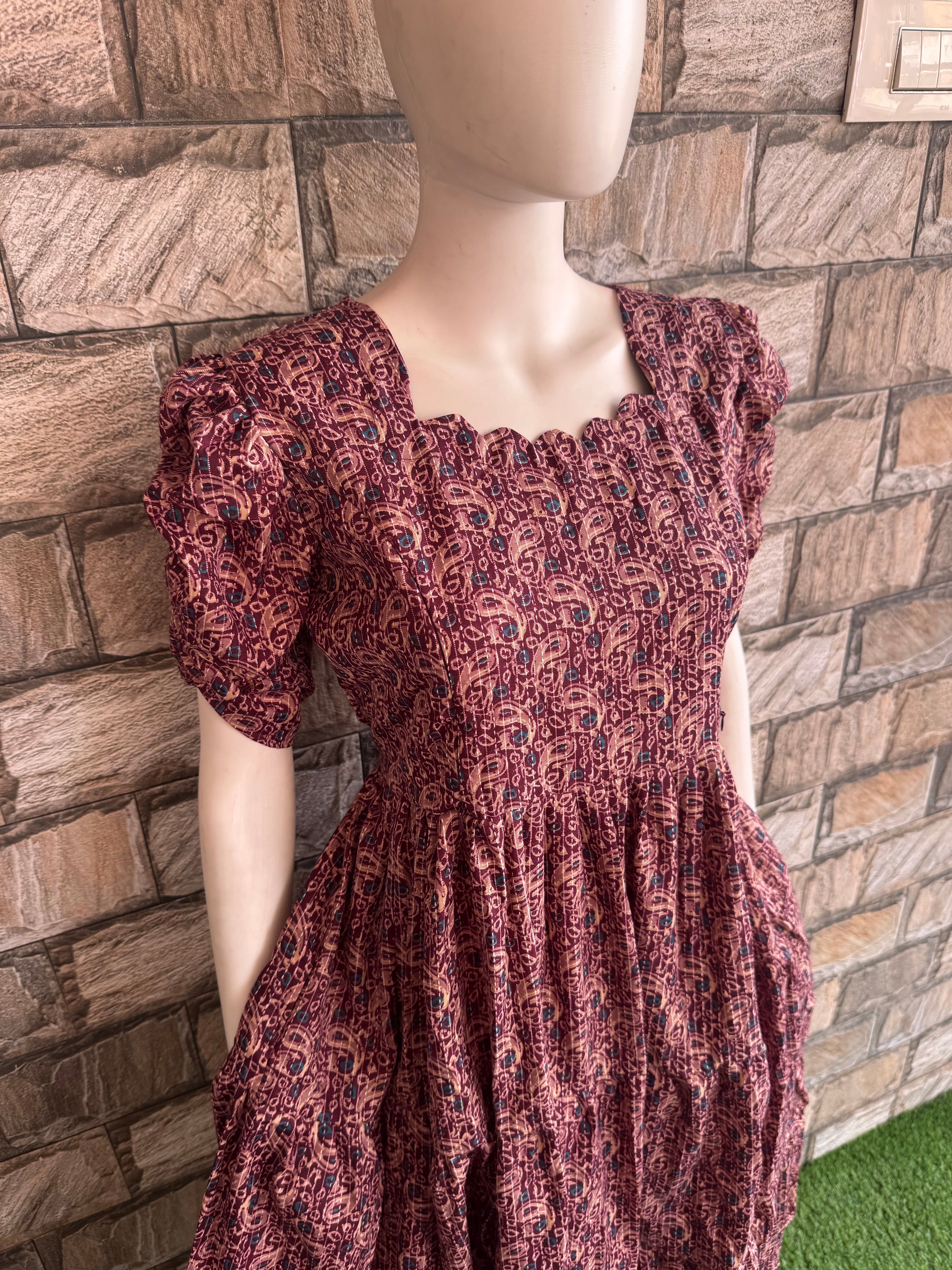 Wine Ajrak maternity maxi