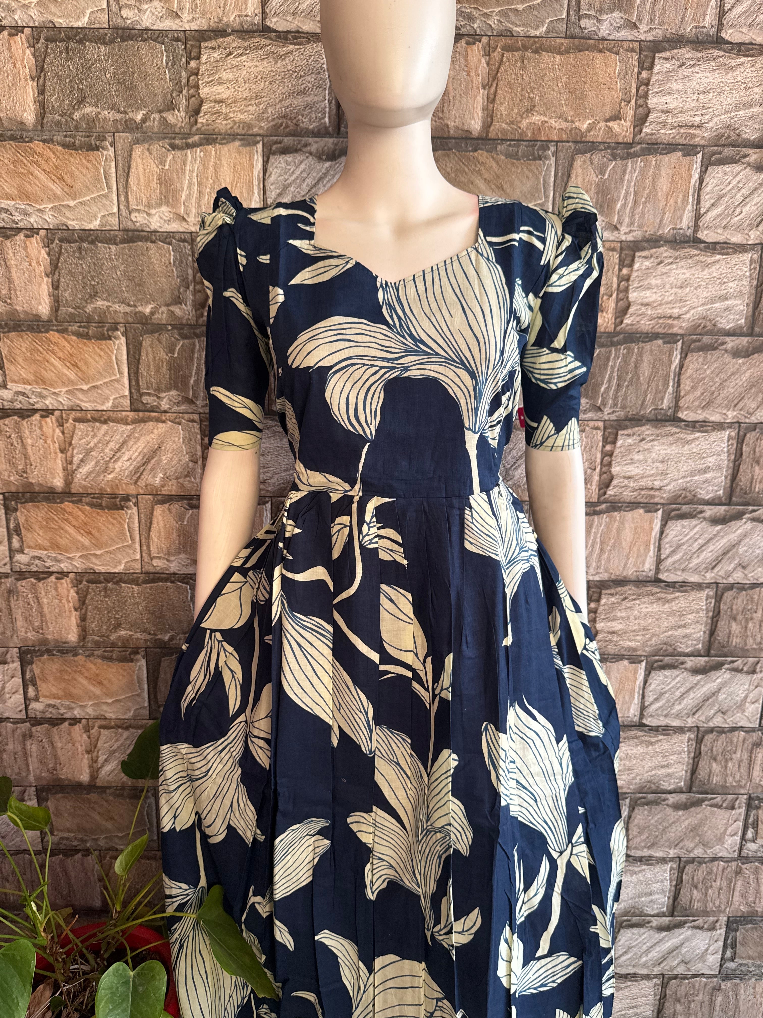 Navy soft cotton Maternity maxi Tulip