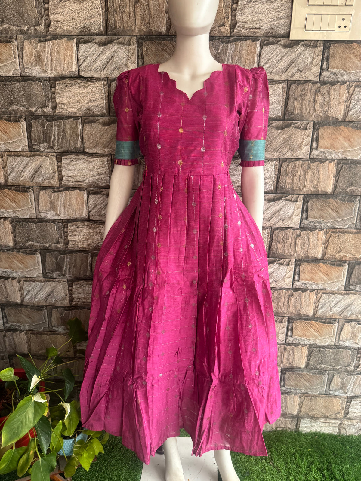 Diwali series Maternity raw silk maxi- without Dupatta Paneer rose