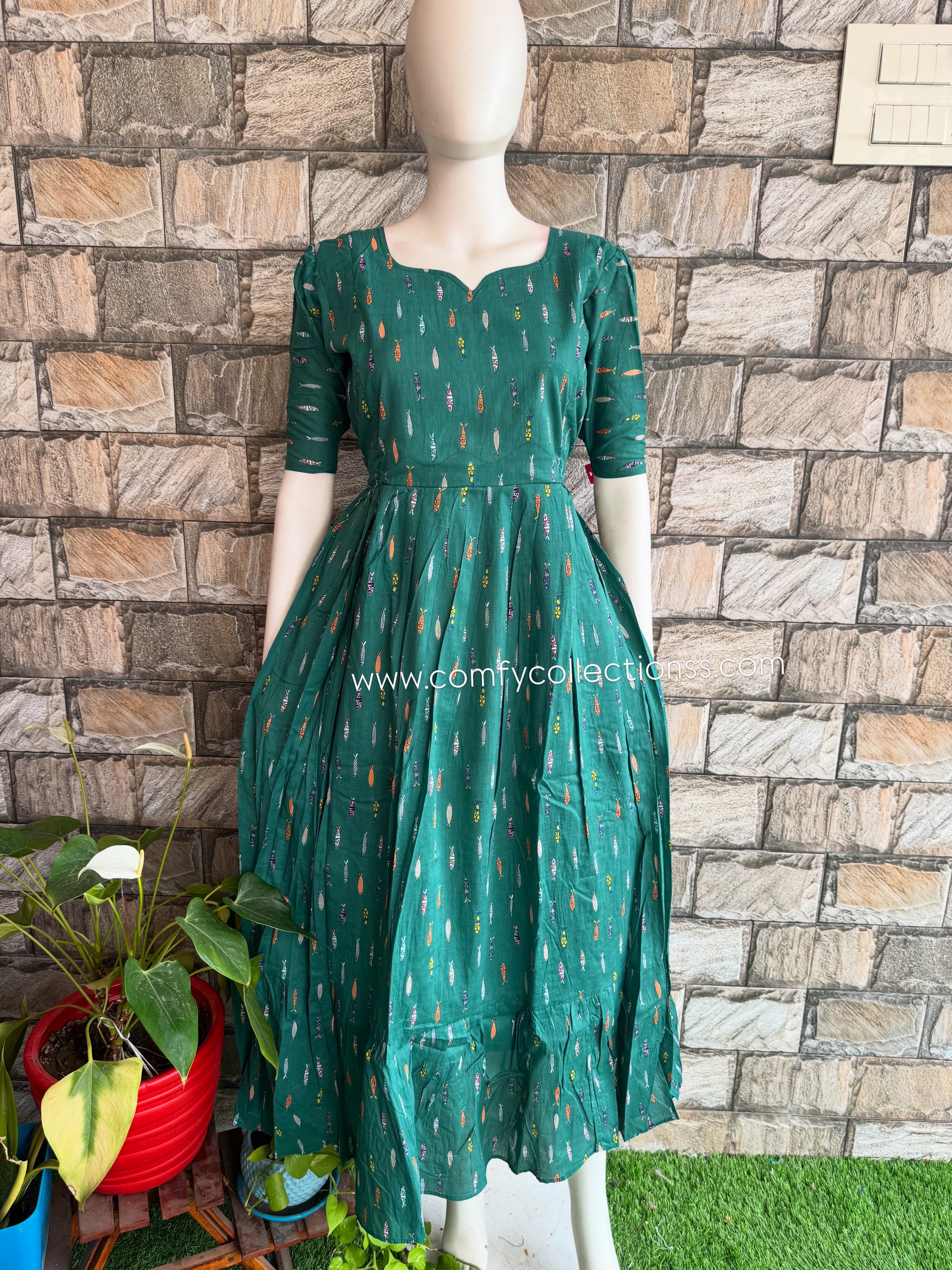 Fish print soft cotton Maternity maxi