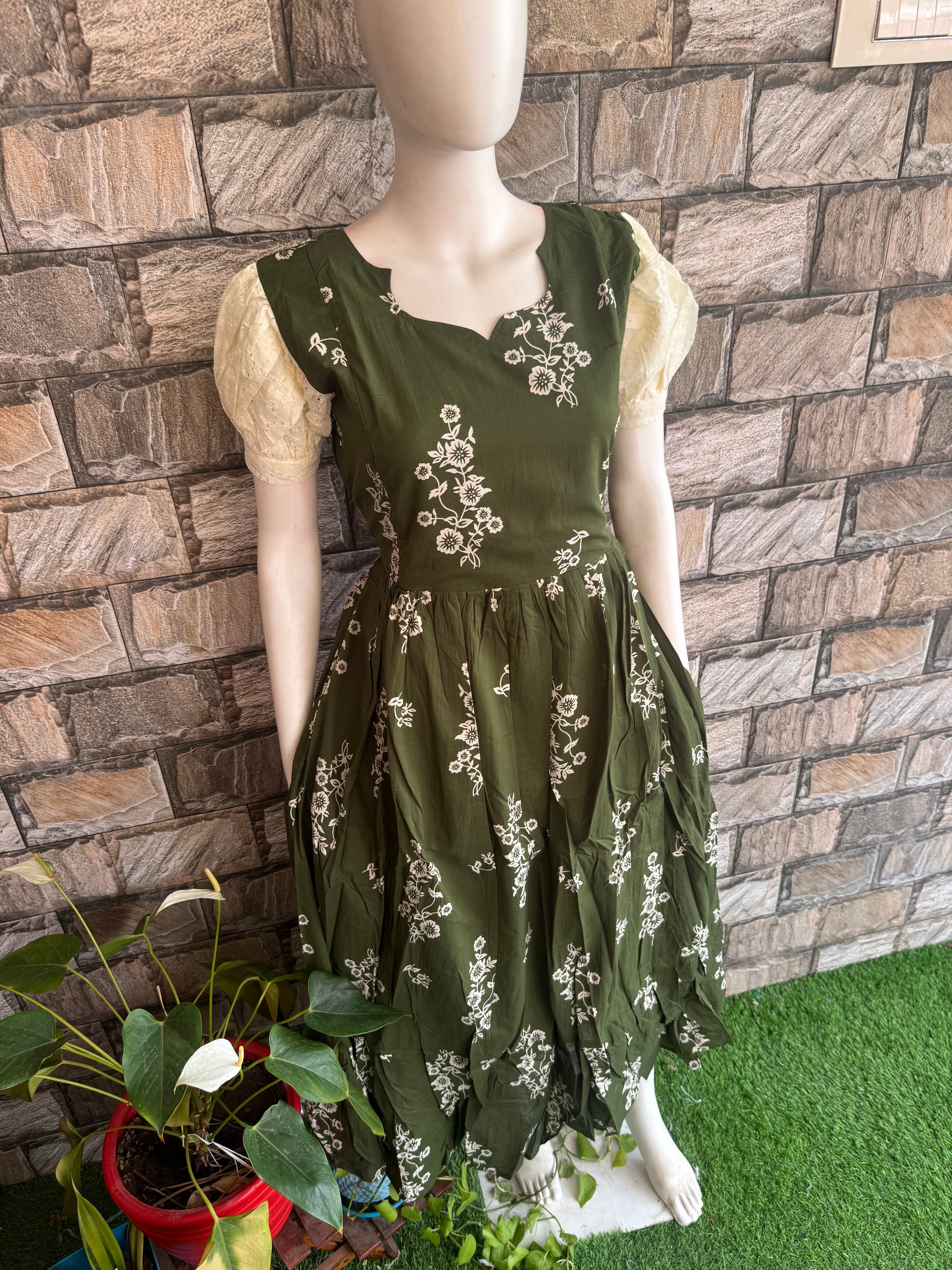 Bottle Green soft cotton Maternity maxi