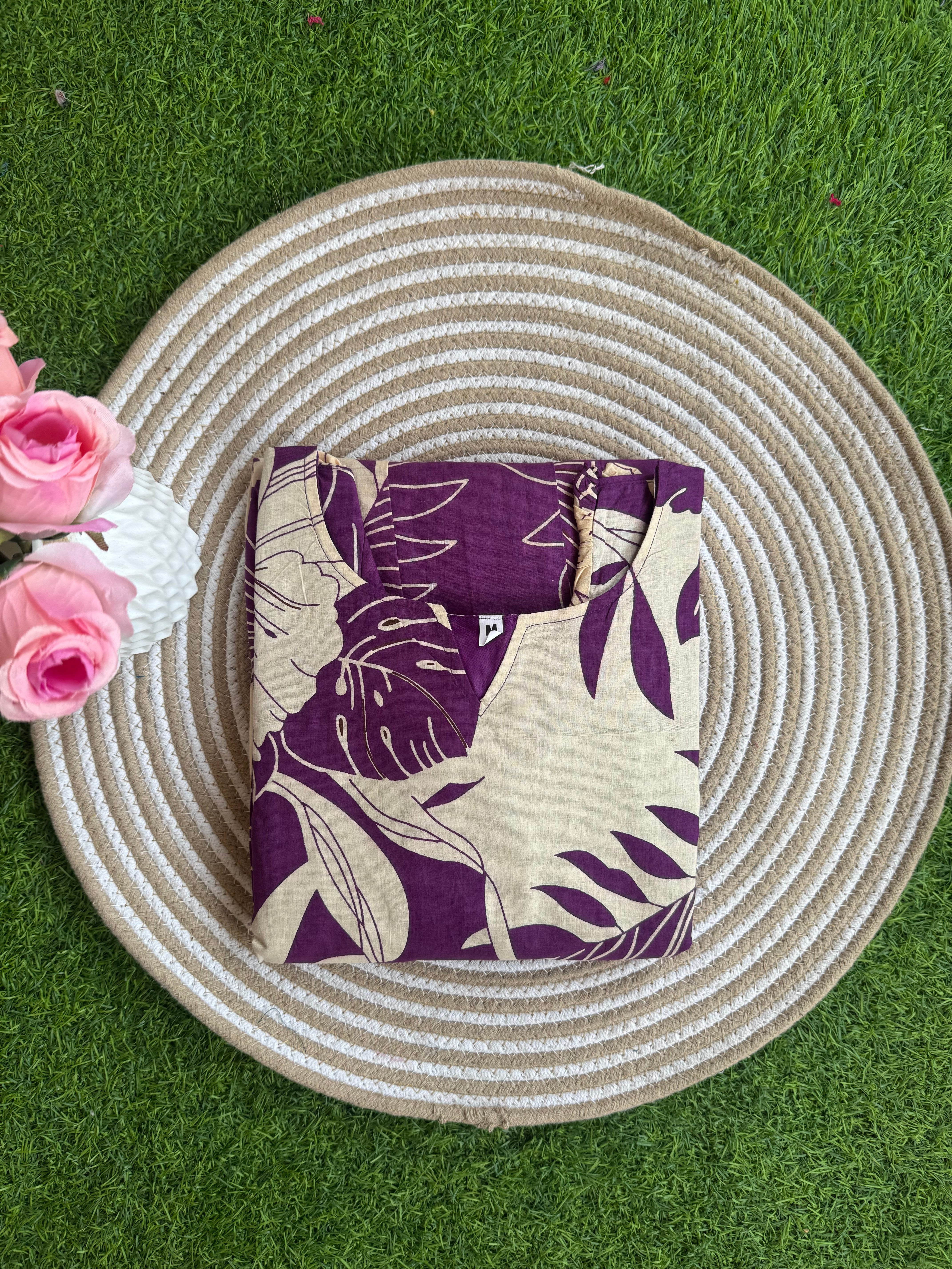 Leafy Violet Maternity Maxi