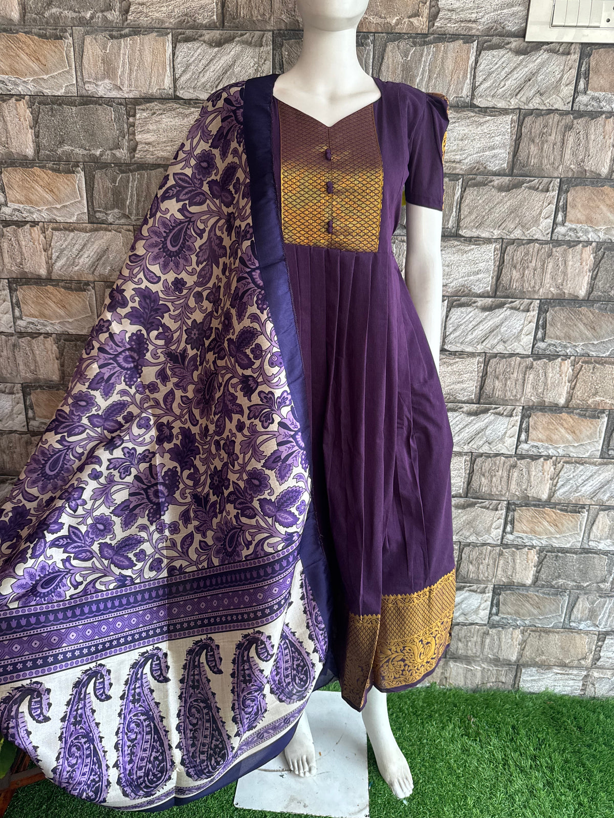 Diwali series Maternity raw silk maxi Brinjal wine  - with Dupatta PRE ORDER 4 business days