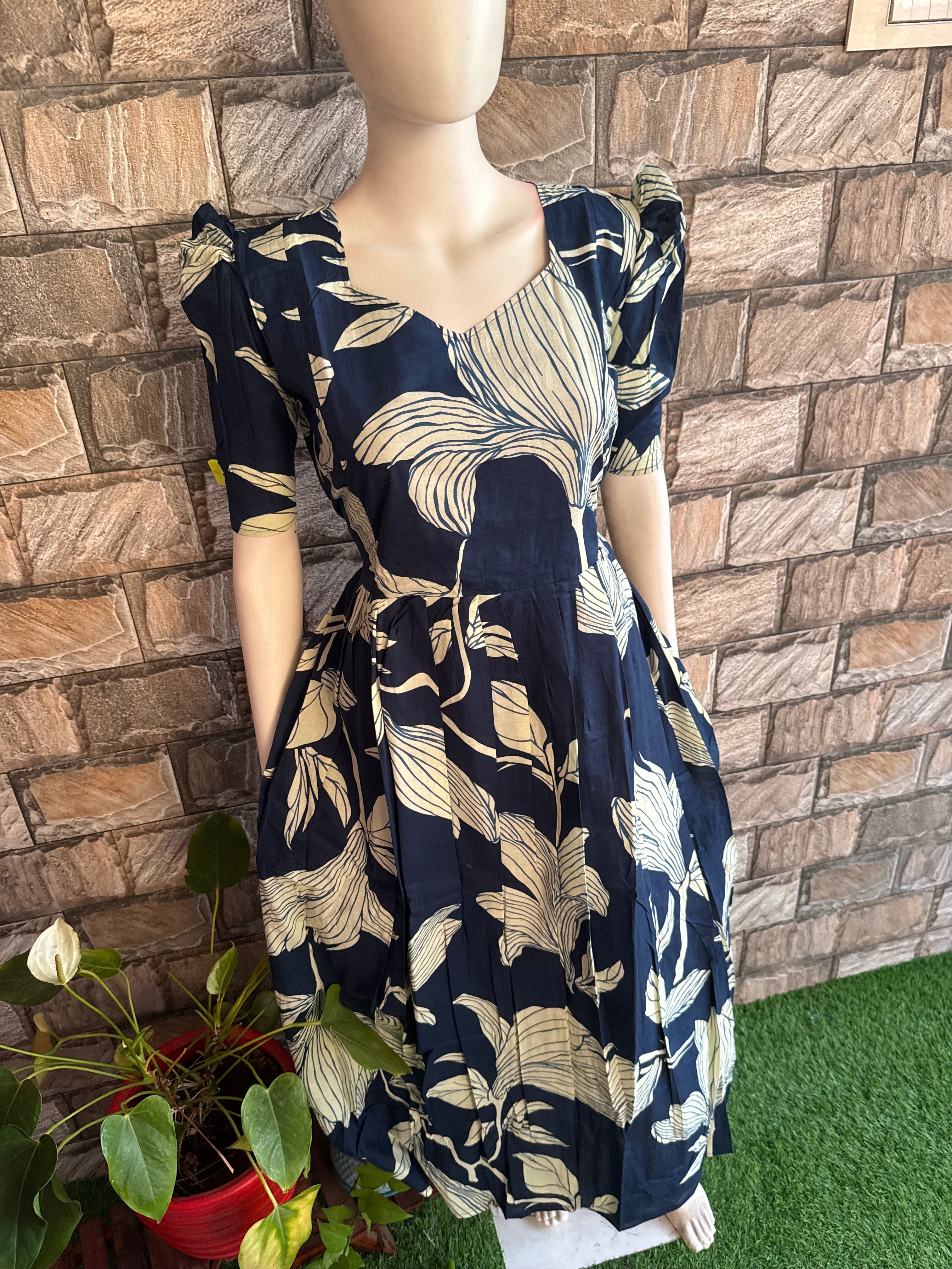 Navy soft cotton Maternity maxi Tulip
