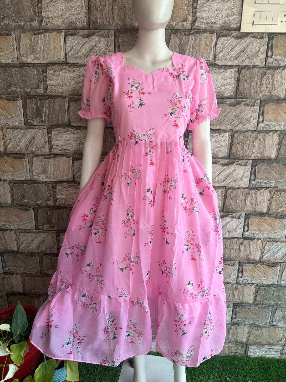 Georgette Maternity Feeding maxi  baby pink
