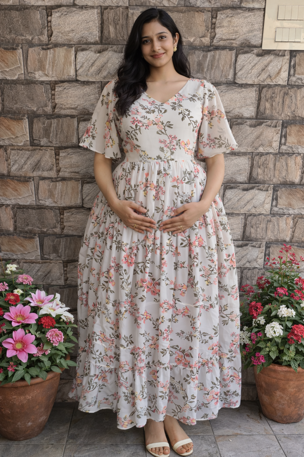Snow White Georgette maternity maxi