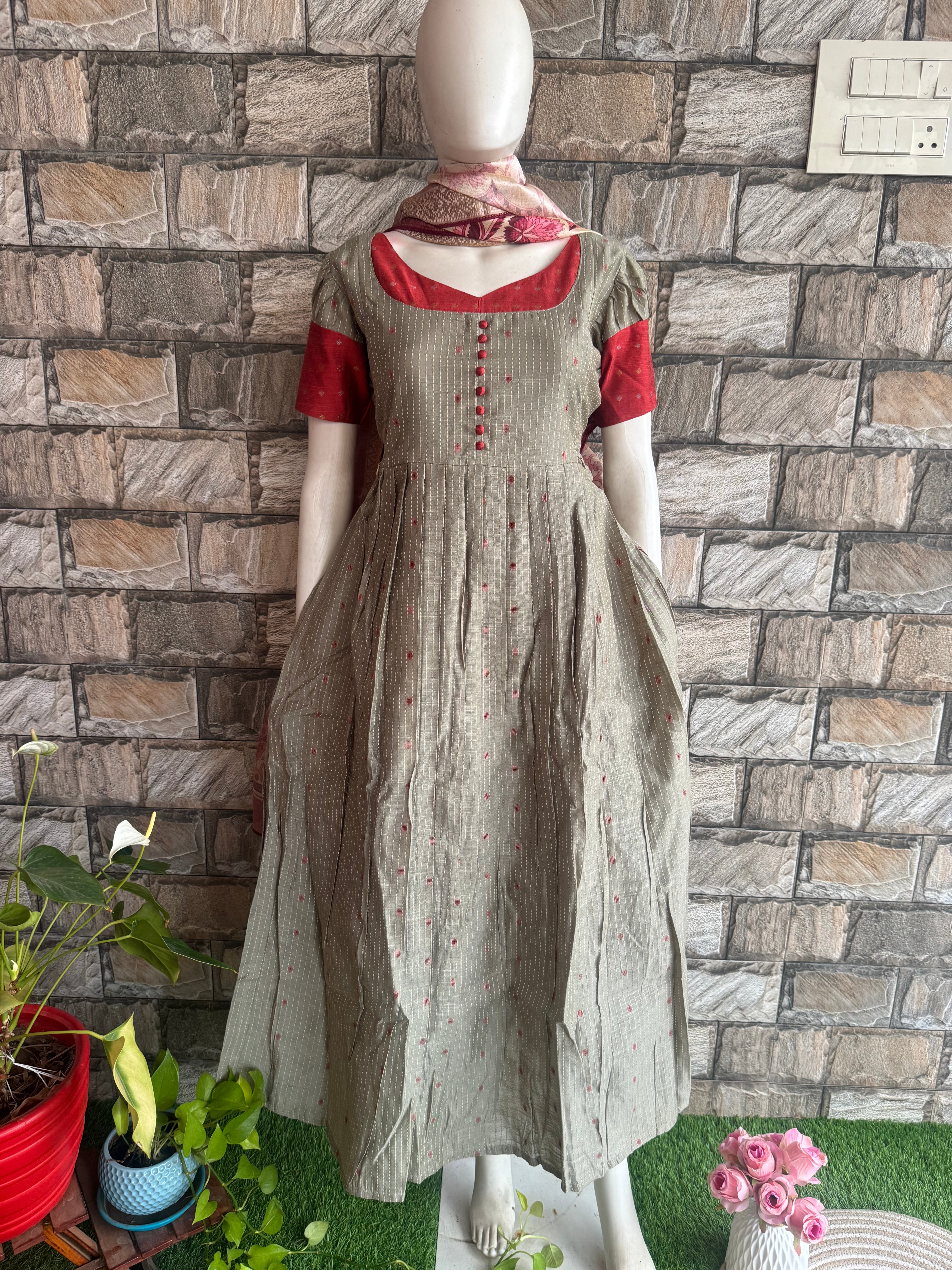Festive wear Maternity raw silk maxi English color
