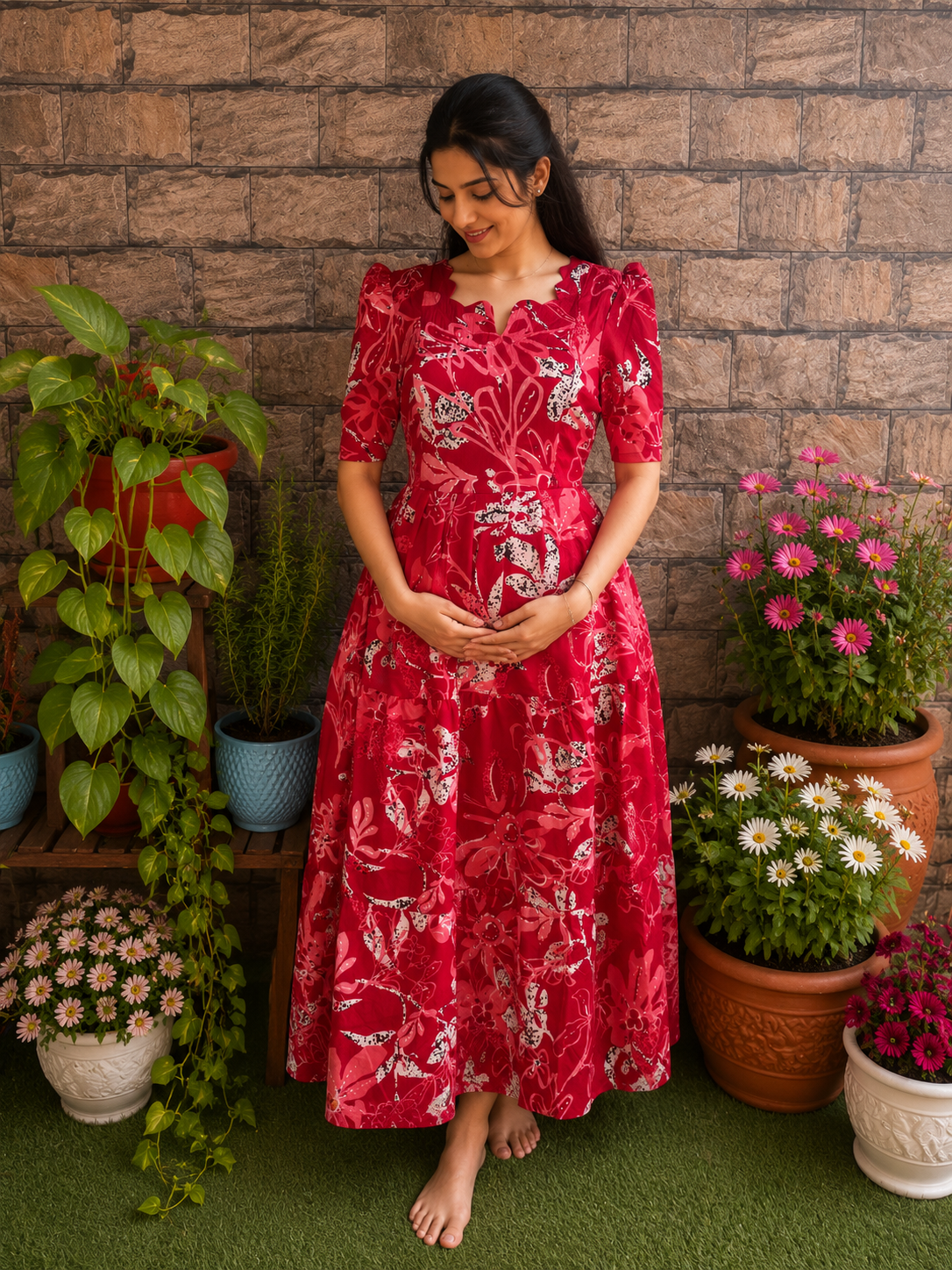 Delta Maternity Feeding maxi  Maroon shade