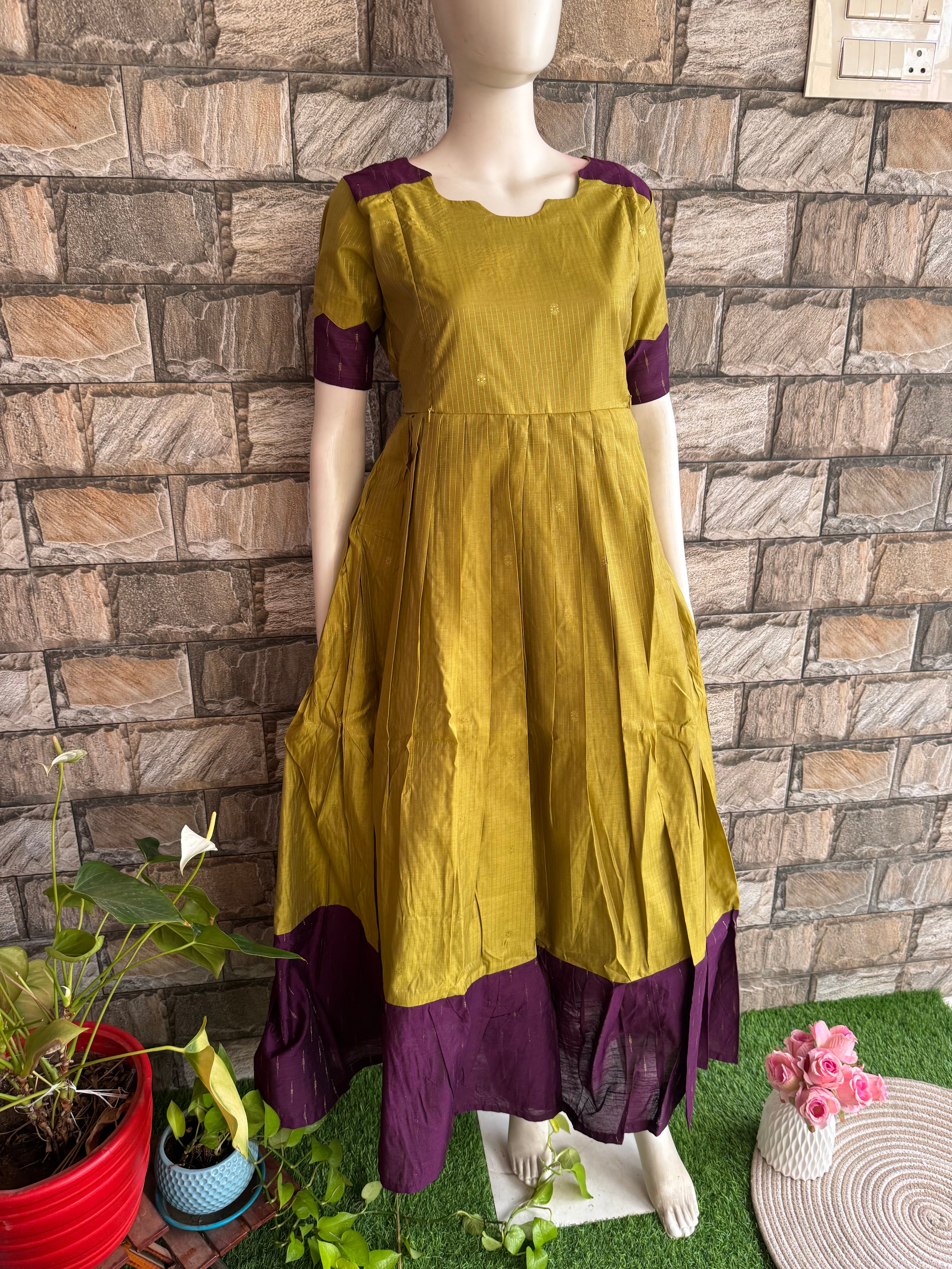 Festive wear Maternity raw silk maxi Unique Shade