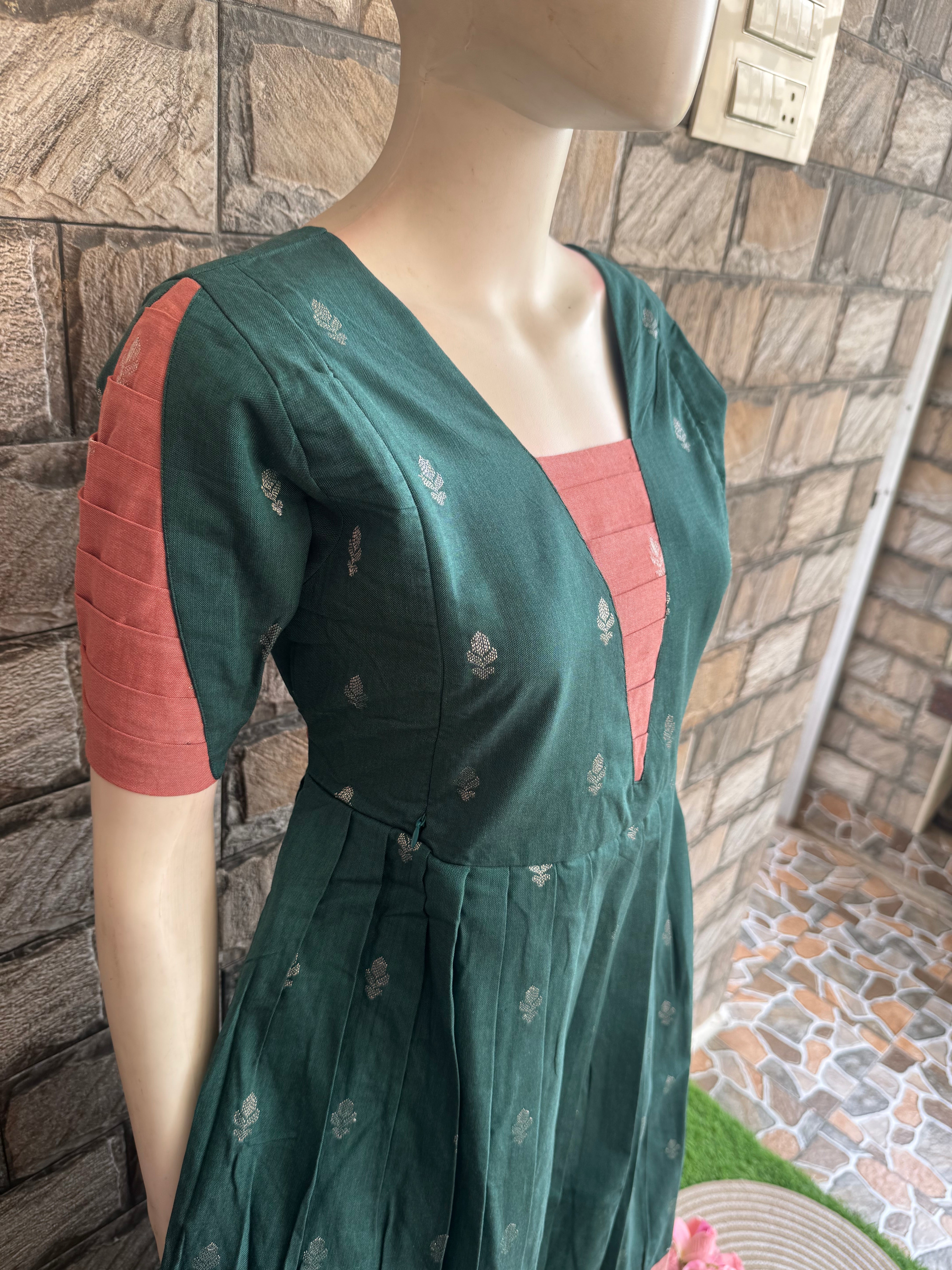 Festive wear Maternity silk handloom maxi English Green