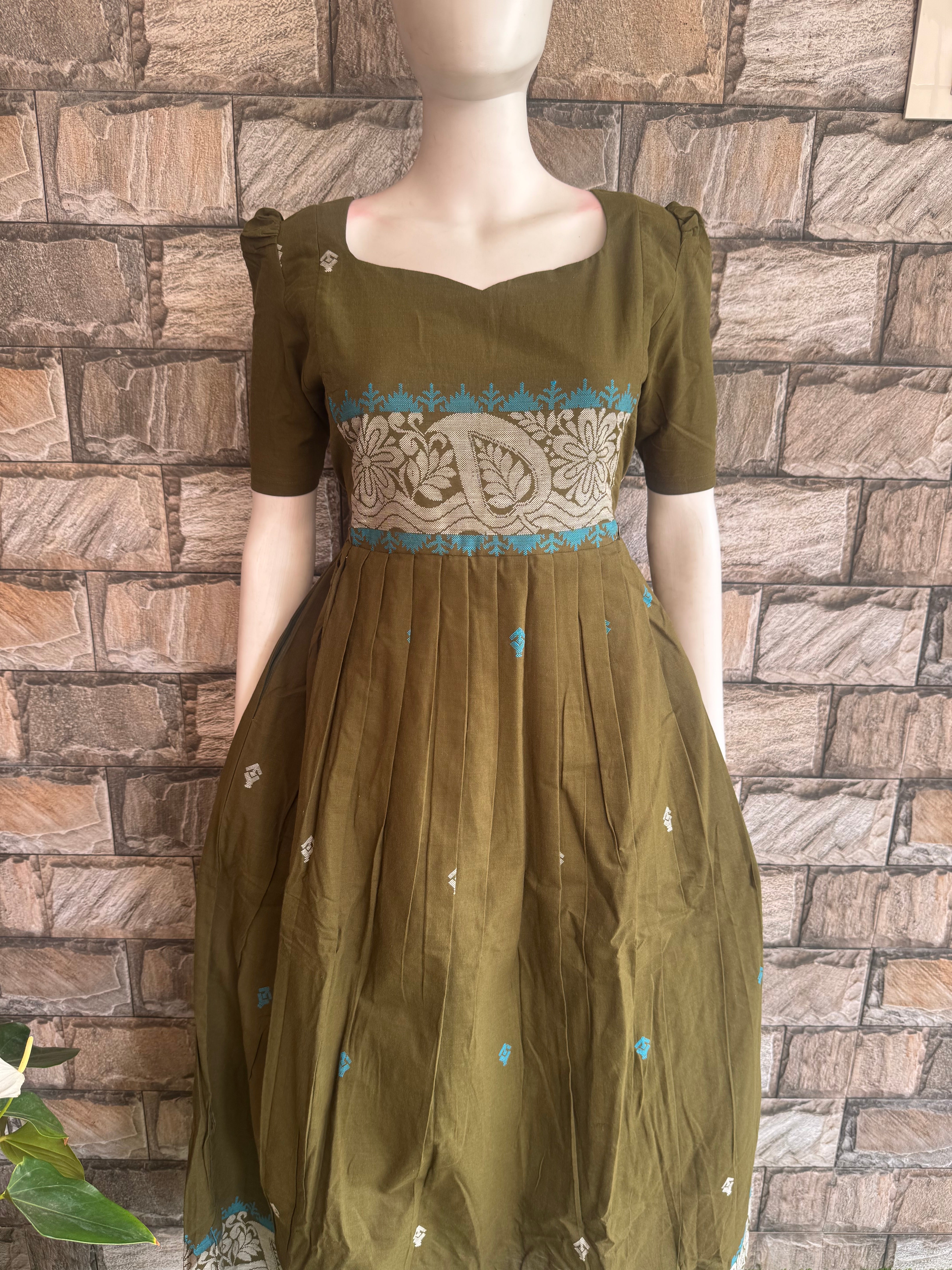 Maternity maxi Handloom cotton Best price Pale Olive