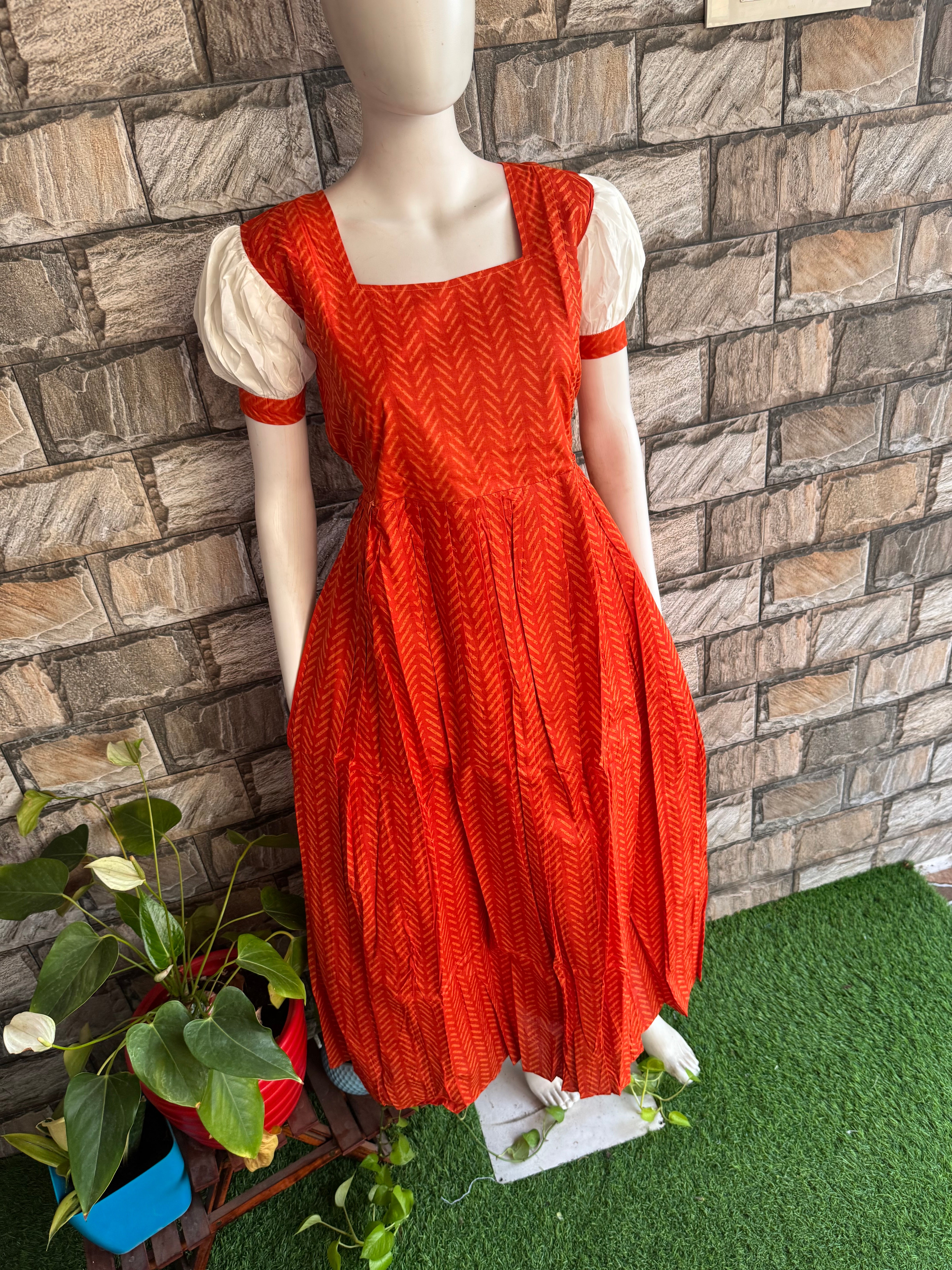 Orange soft cotton Maternity maxi