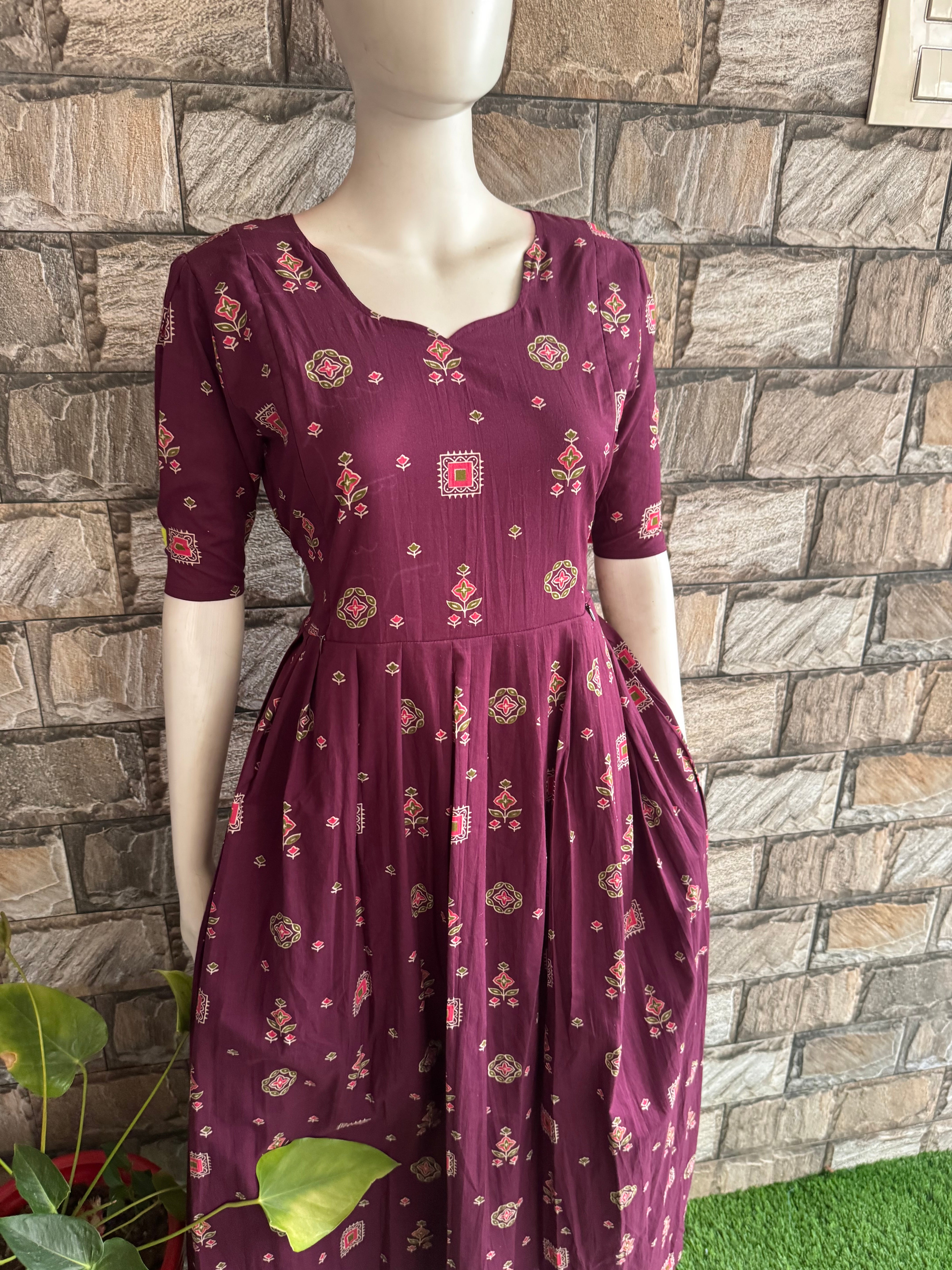 Soft cotton Maternity maxi - Brinjal