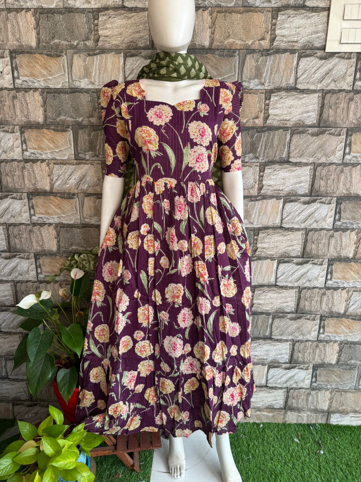 wine flower kanta cotton