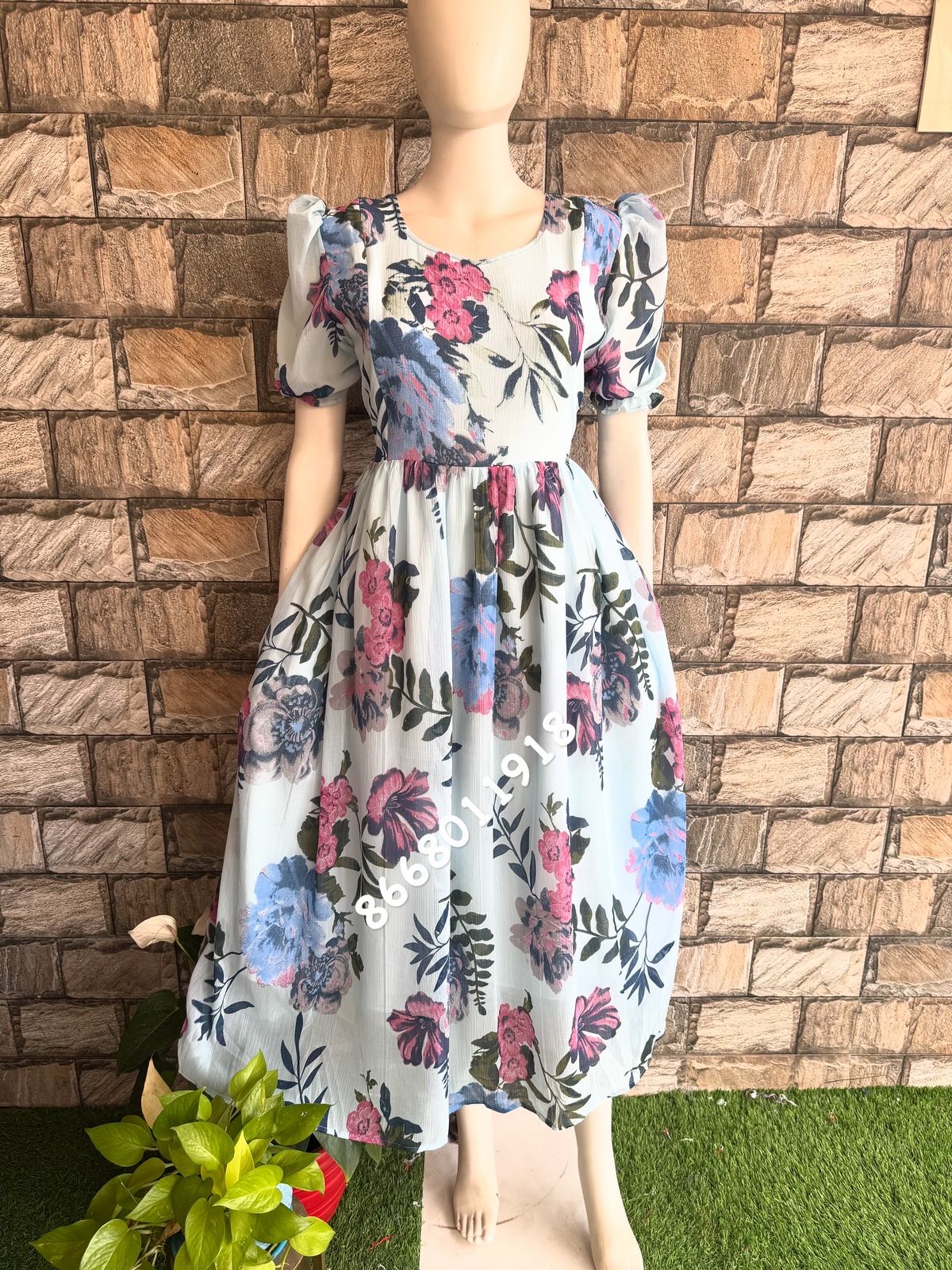 Light blue delta georgette