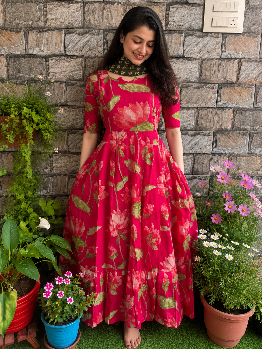 Lotus  pink soft cotton Maternity maxi