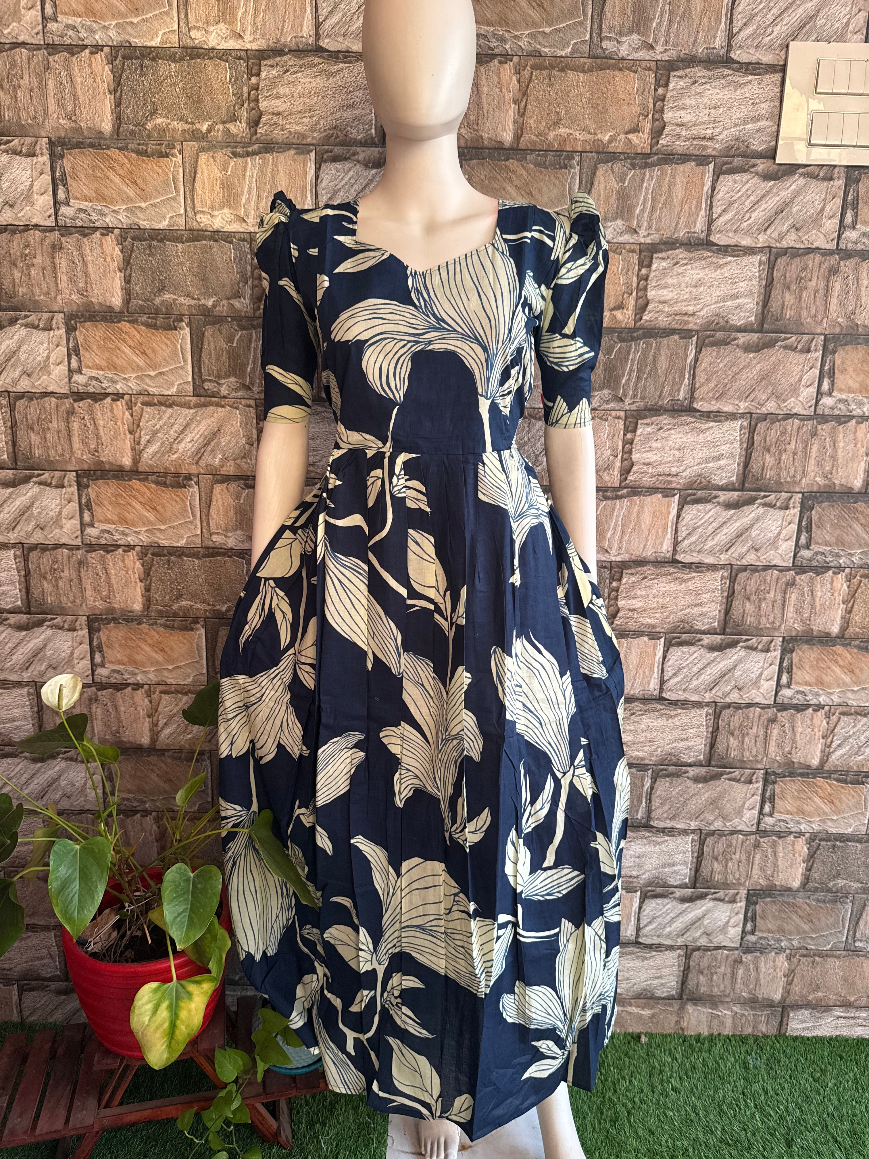 Navy soft cotton Maternity maxi Tulip