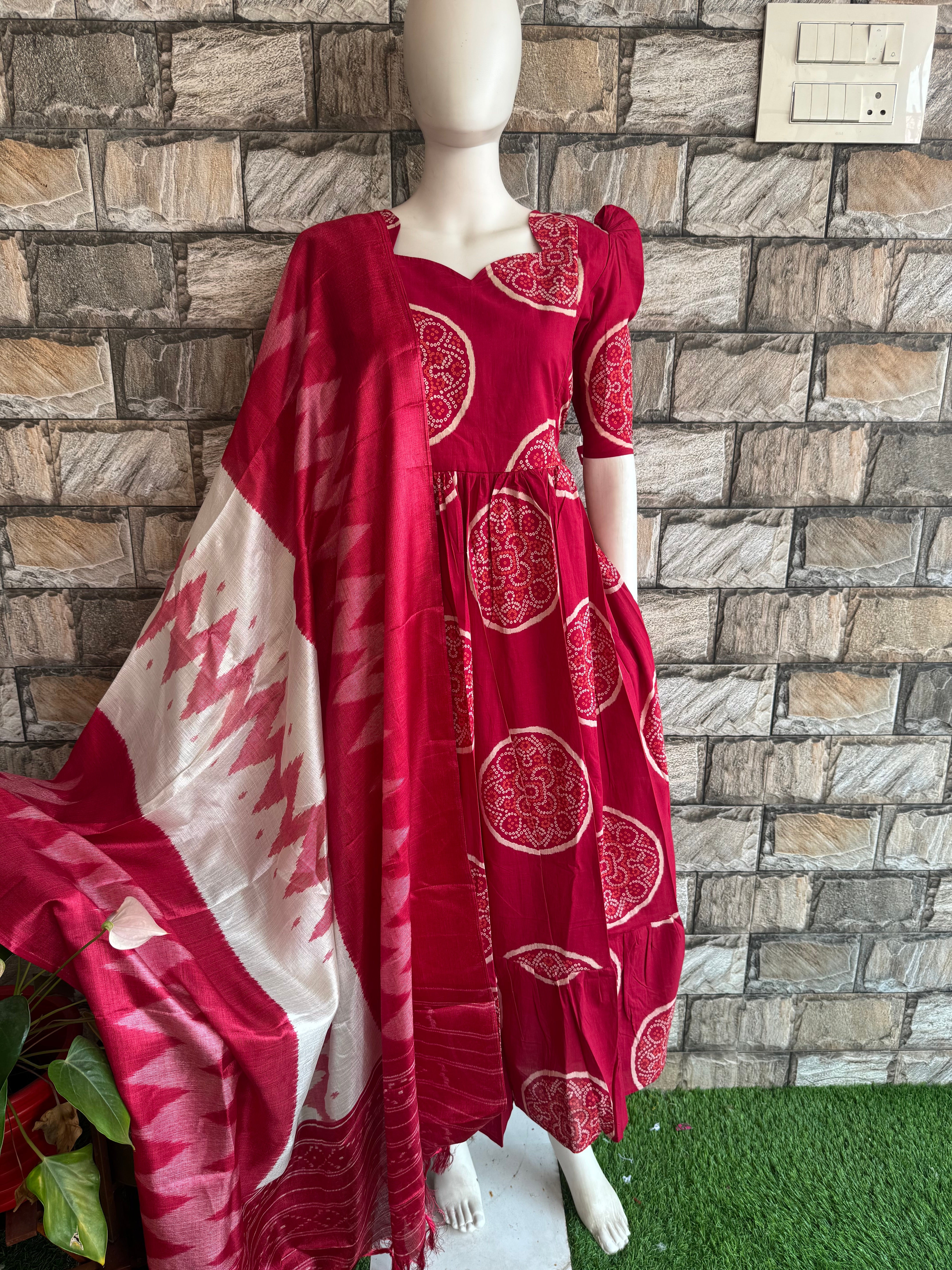 Poly red Khadhi dupatta