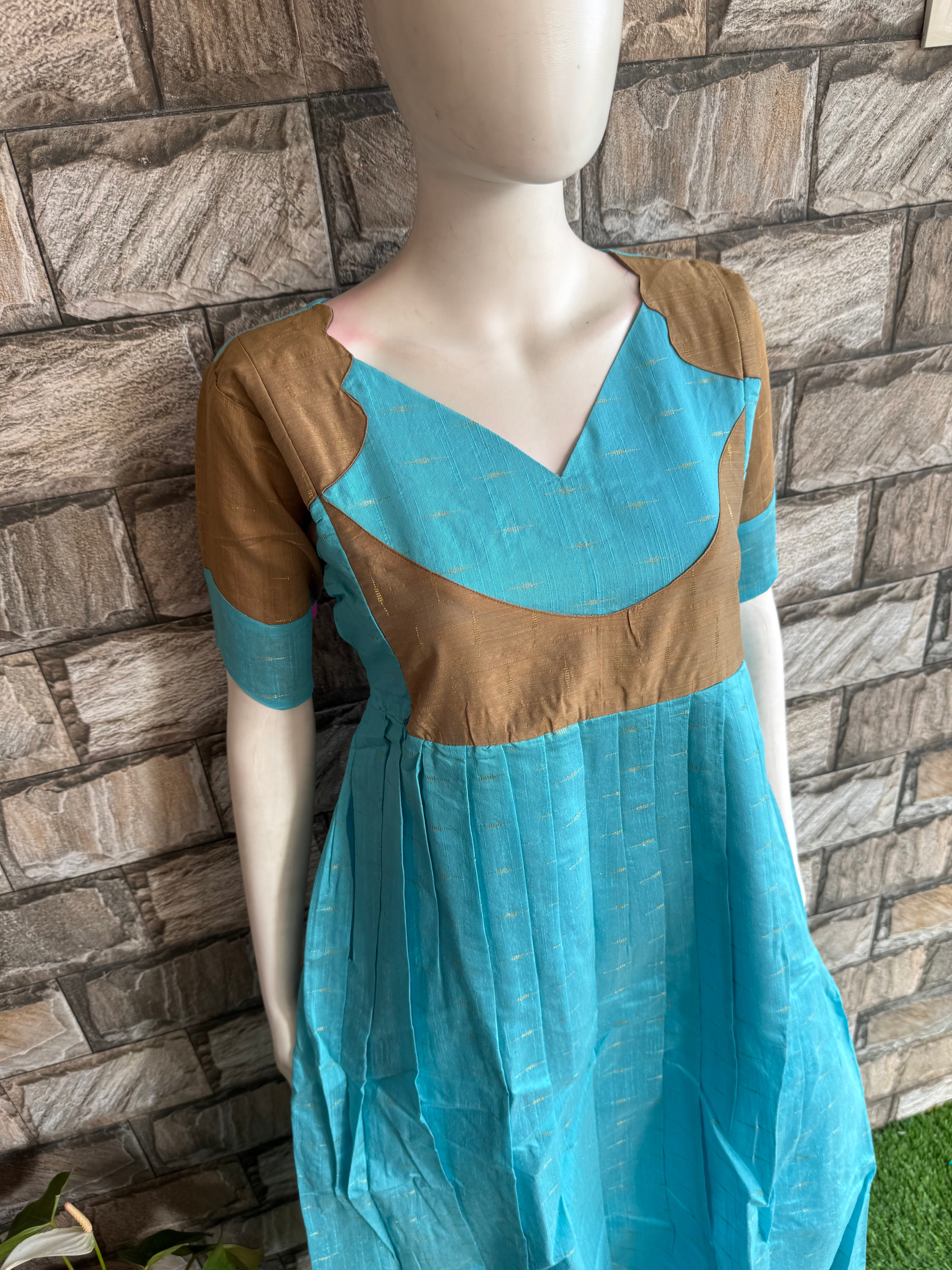 Festive wear Maternity raw silk maxi Sky Blue Budget launch