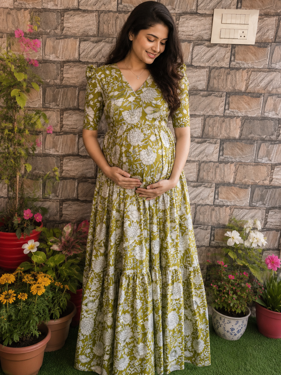 Delta Maternity maxi Pale Parrot Green