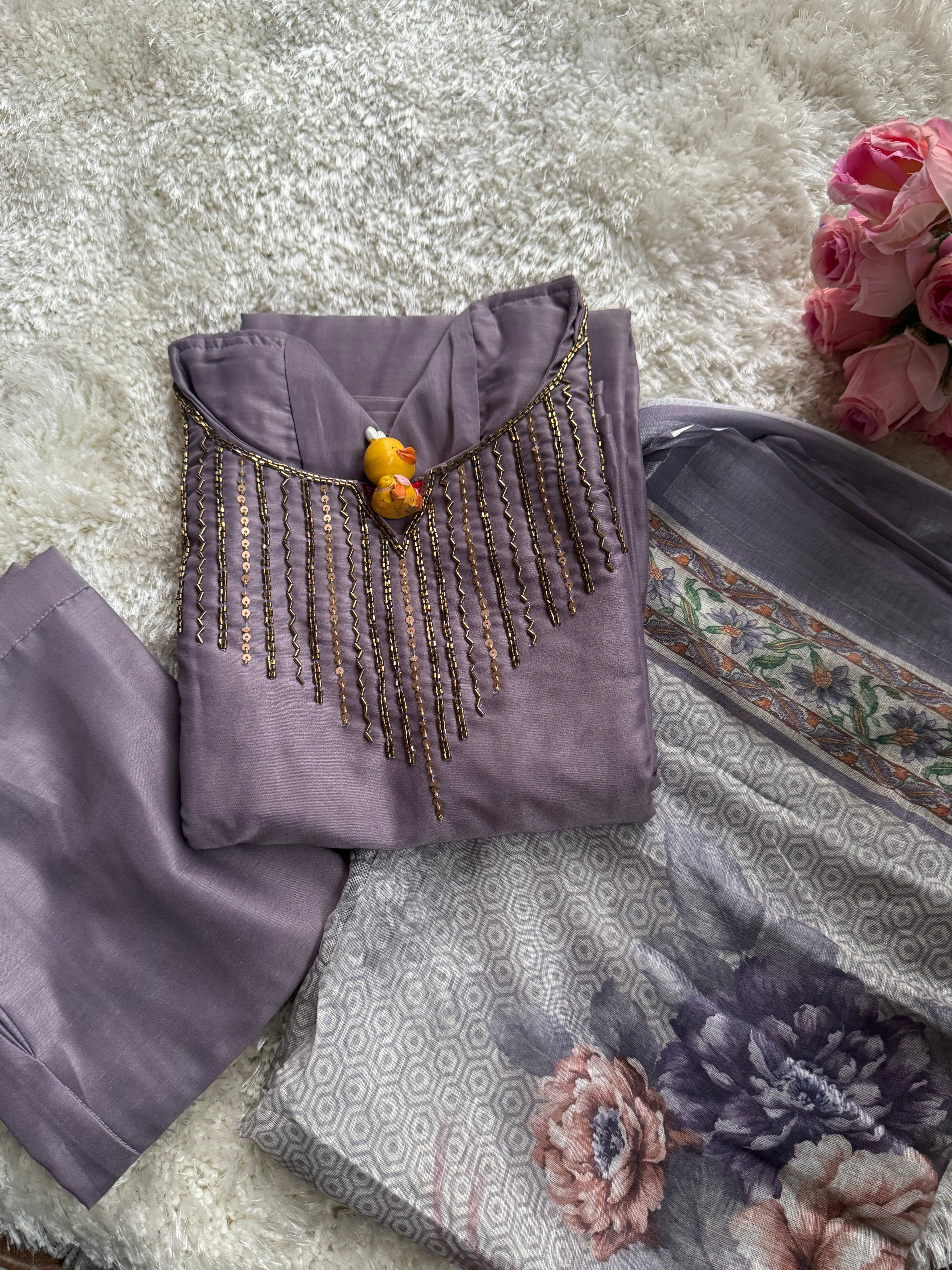 Titanium silk fabric  3 piece Set -Only Feeding