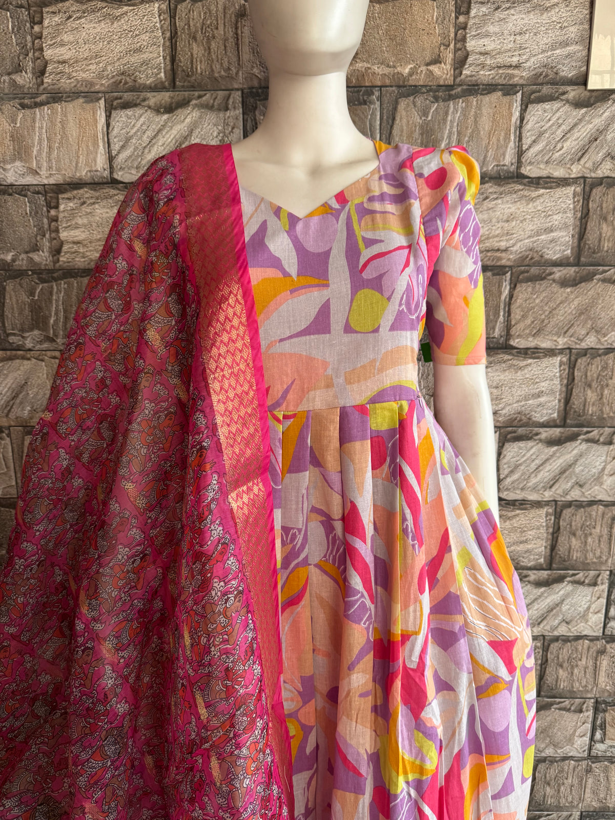 Soft cotton Maternity Feeding Maxi WITH DUPATTA Lavender