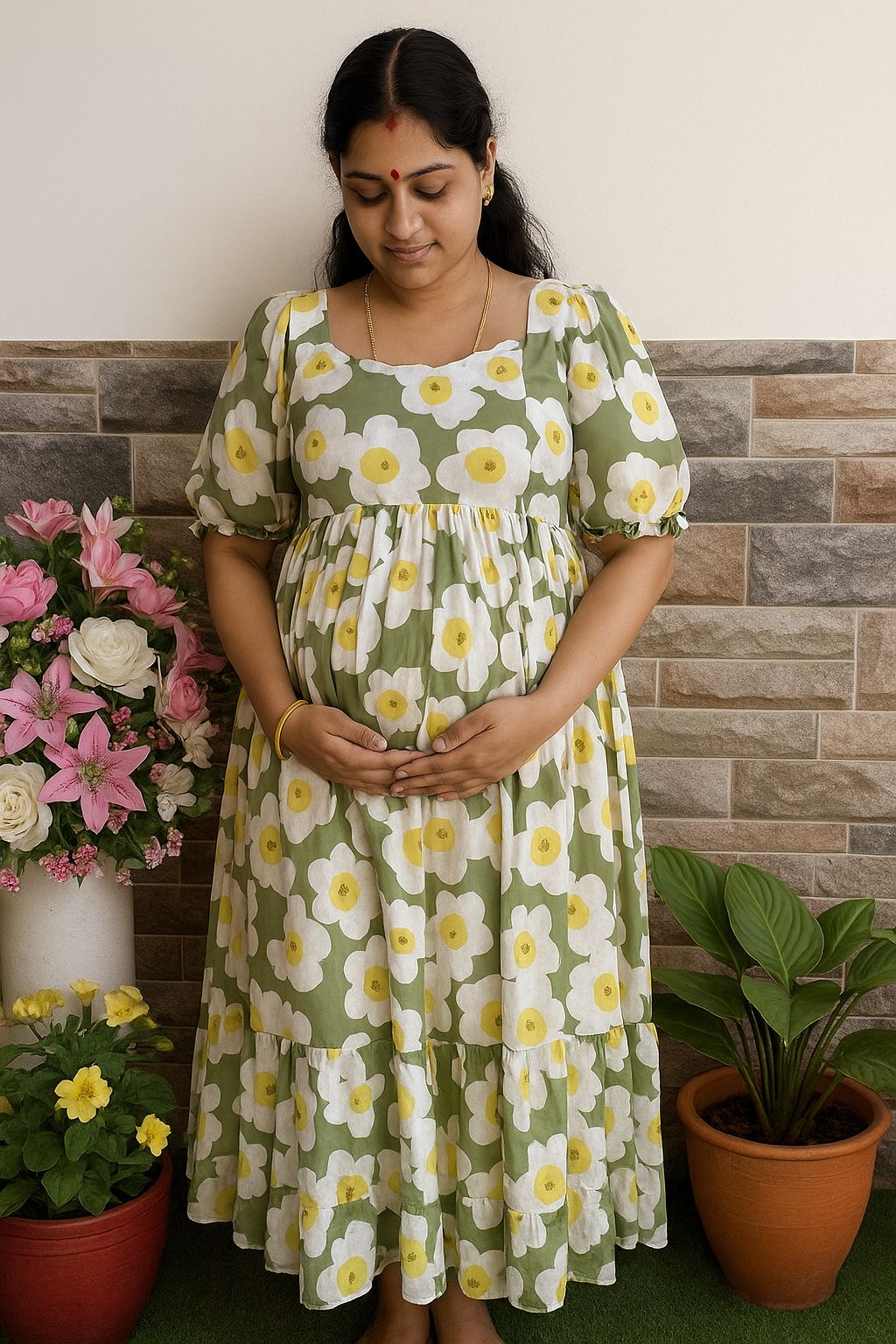 Light Mint Green Floral Georgette Maxi CF101