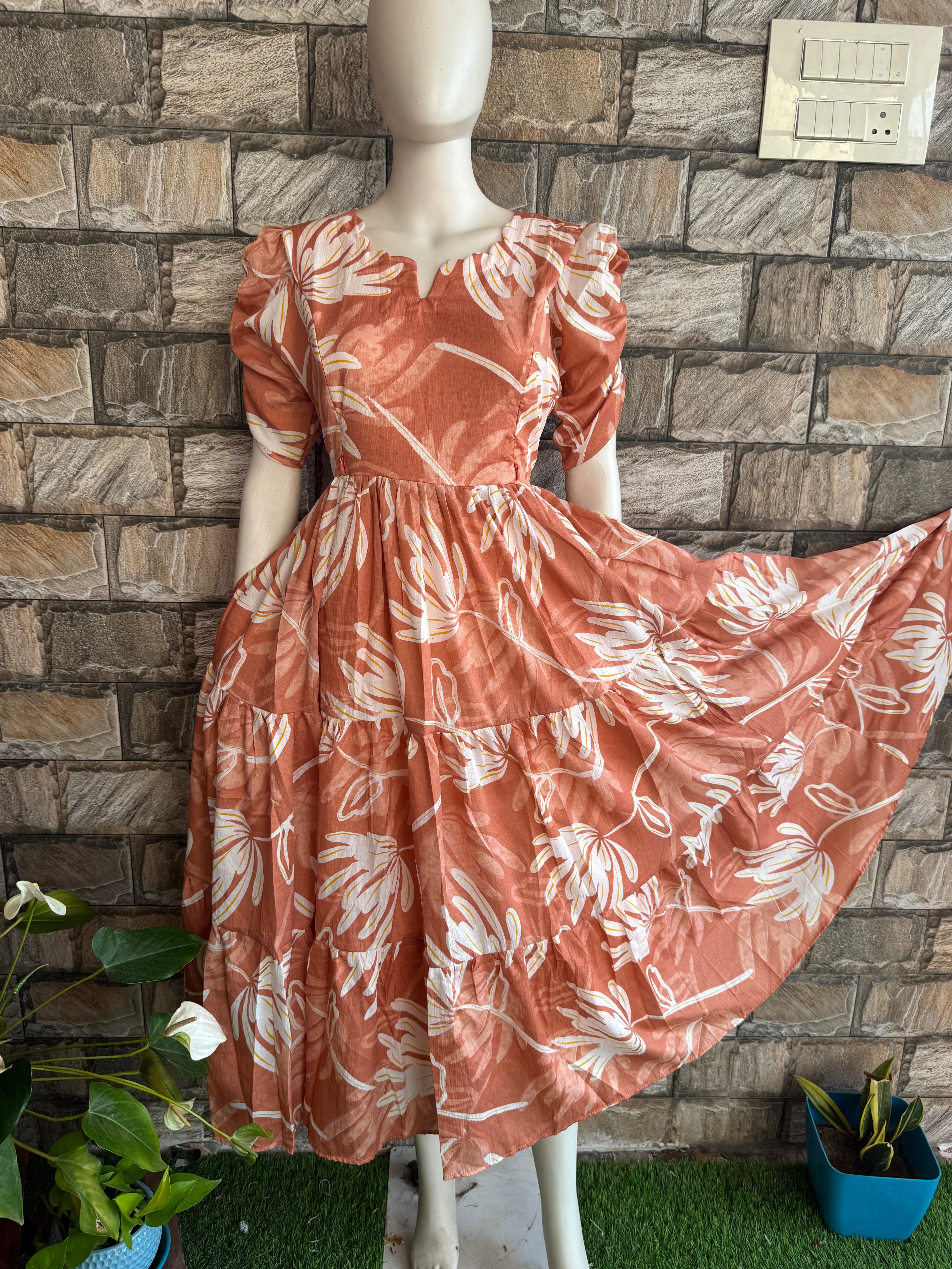 Rust Orange Flora Delta Maternity Maxi
