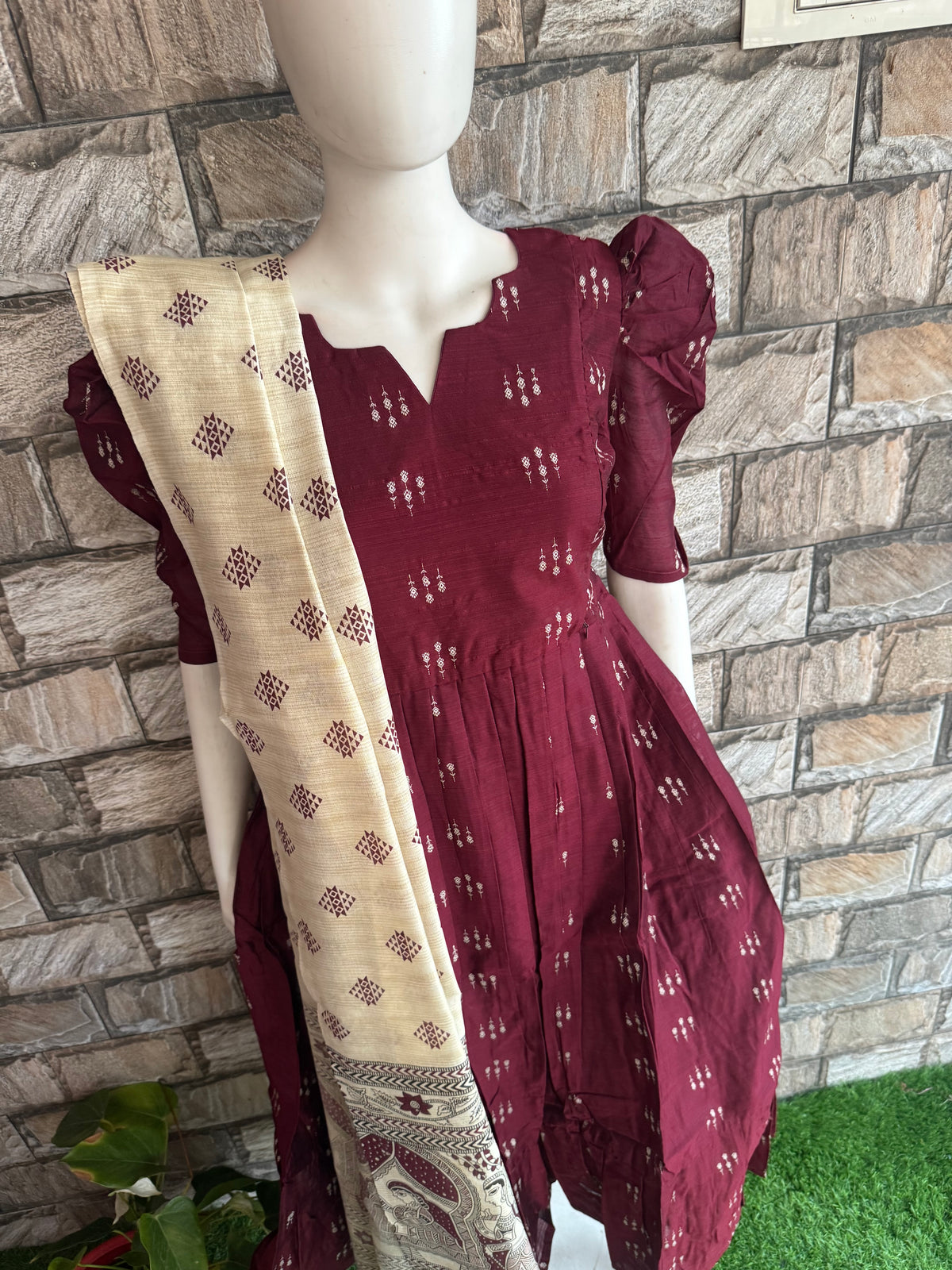 Diwali series Maternity raw silk maxi- with Dupatta