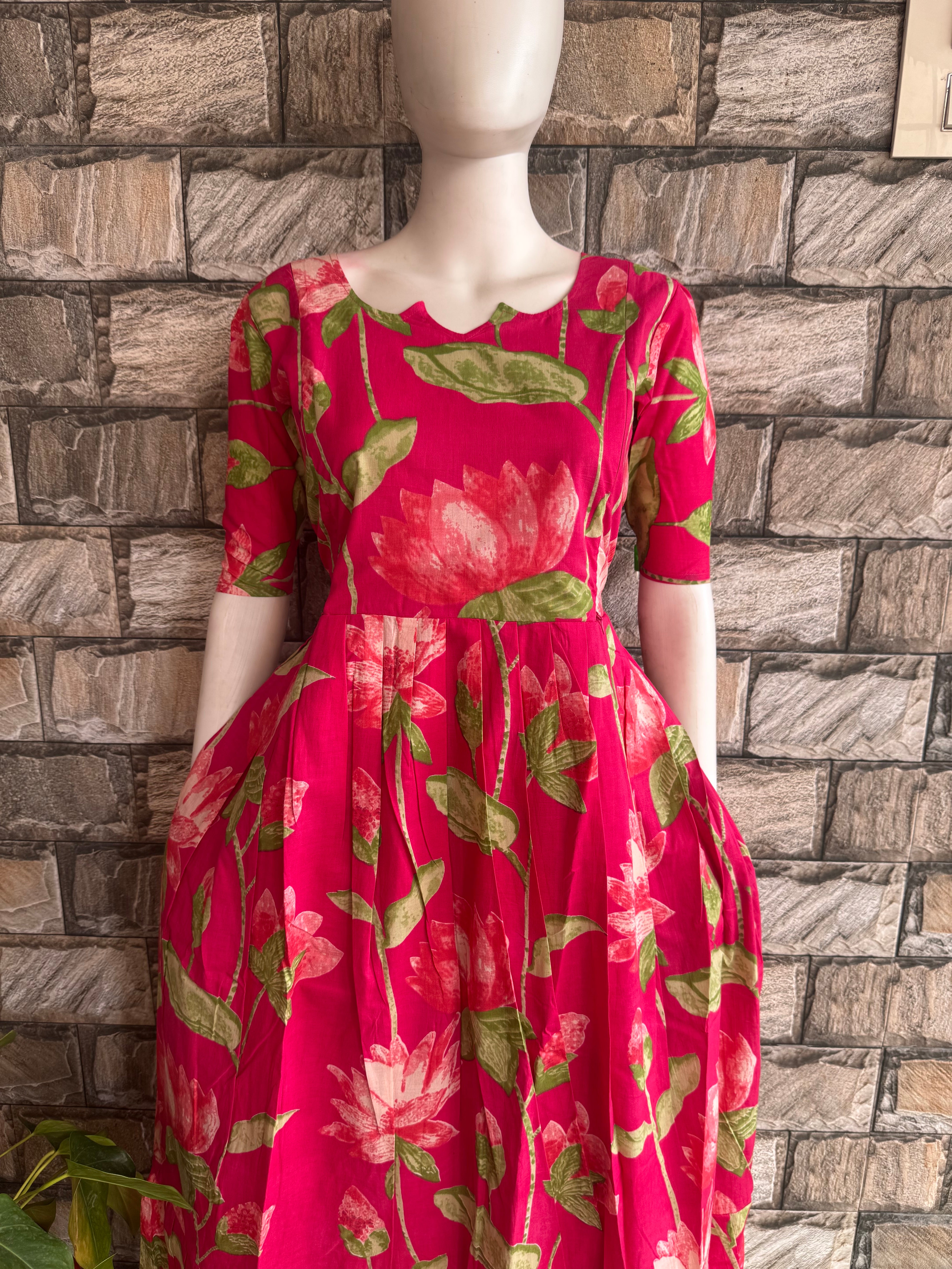 Lotus  pink soft cotton Maternity maxi