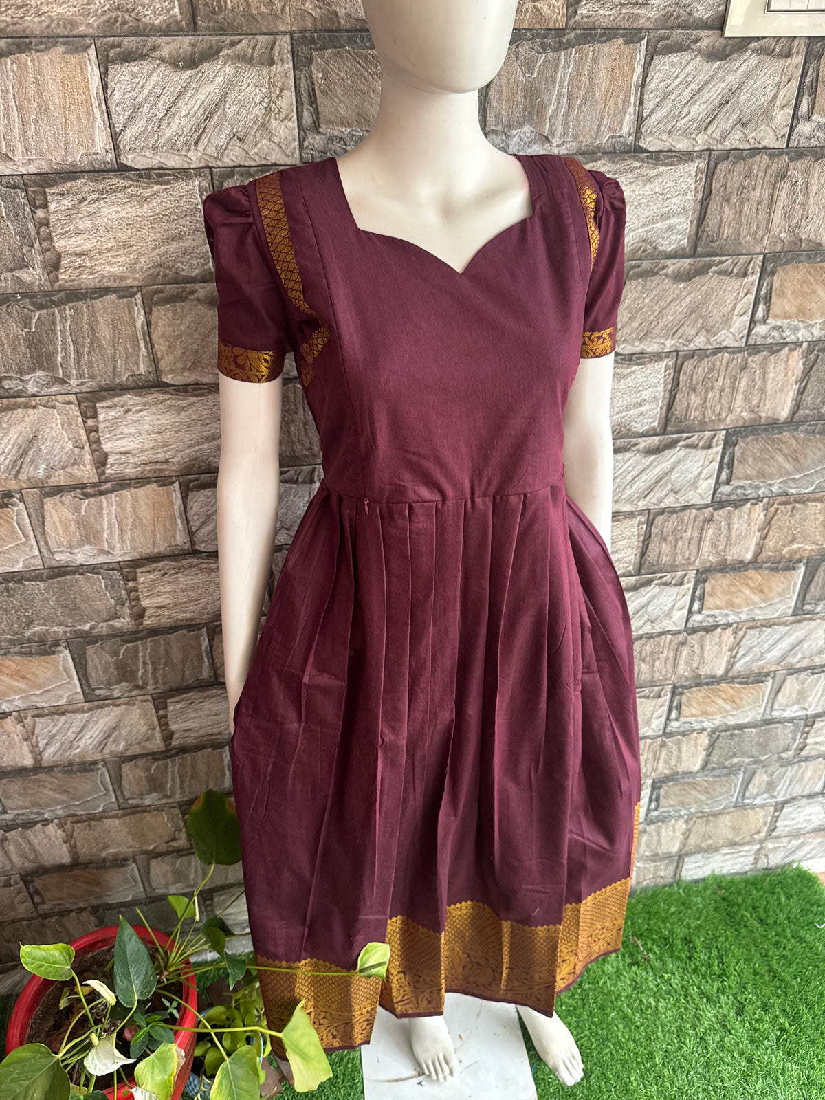 Diwali series Maternity raw silk maxi maroon  - without Dupatta PRE ORDER 4 business days
