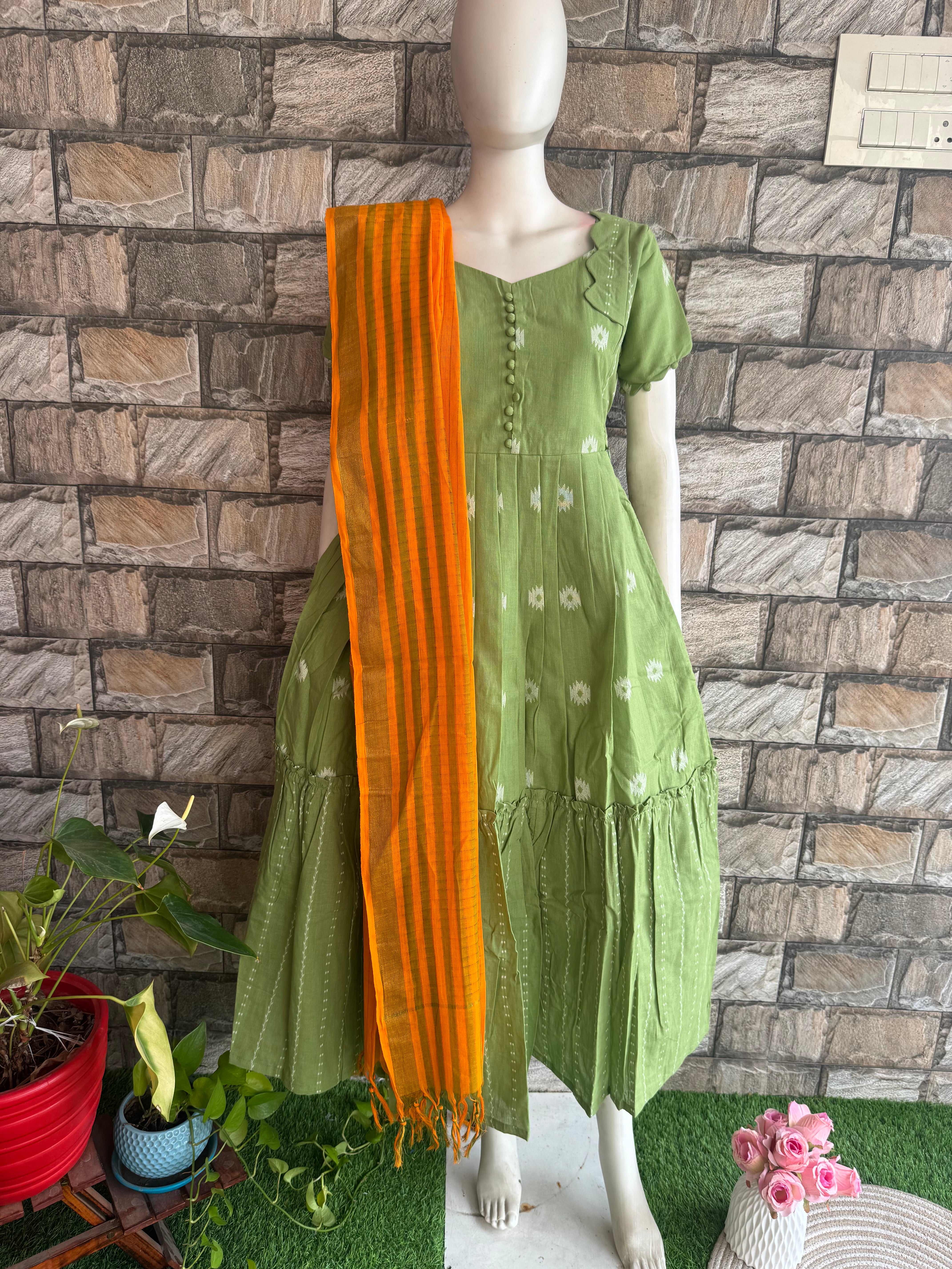 Pure handloom cotton  Dupatta Mango Yellow