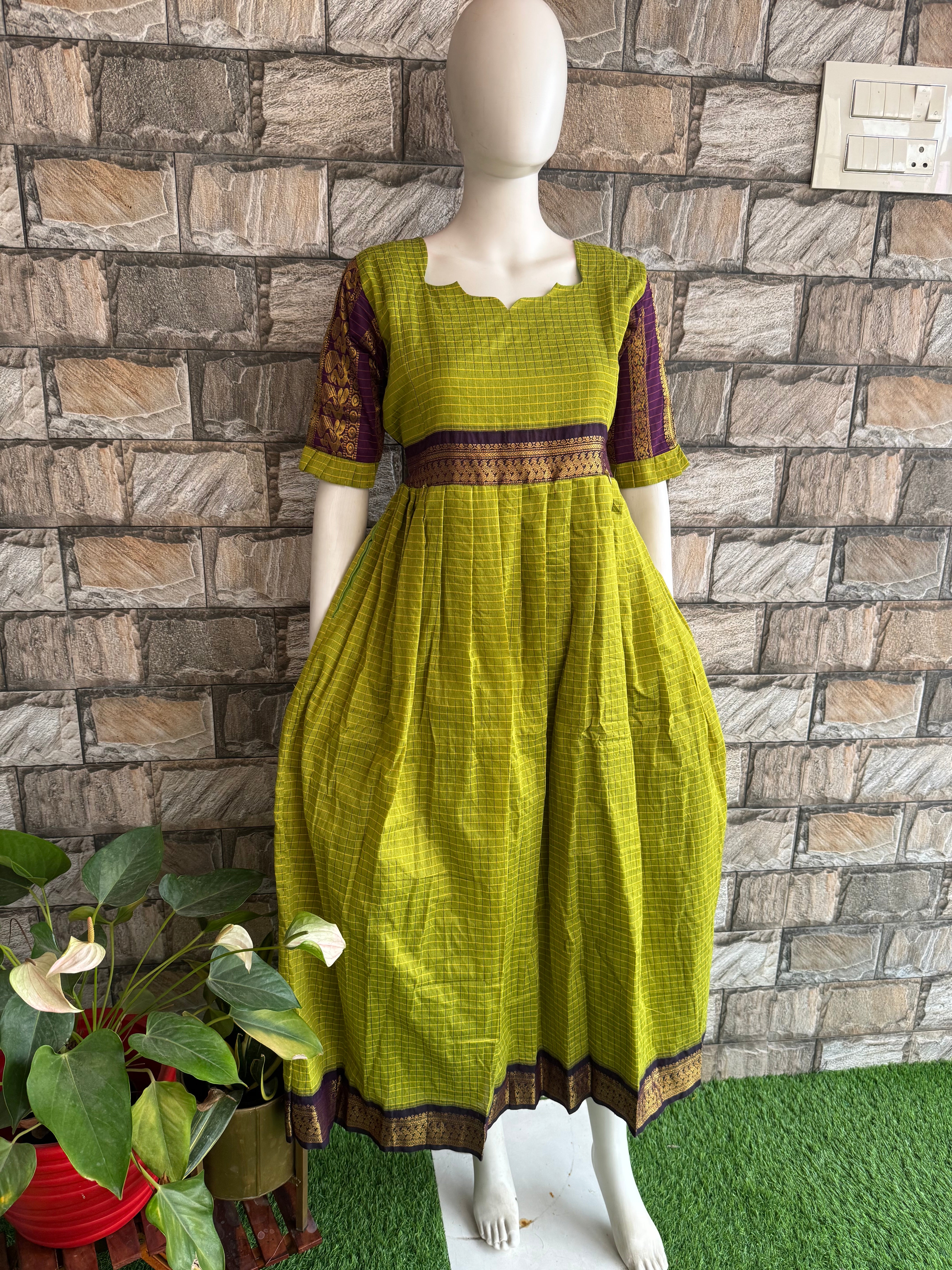 Green Kalyani cotton Maternity Maxi