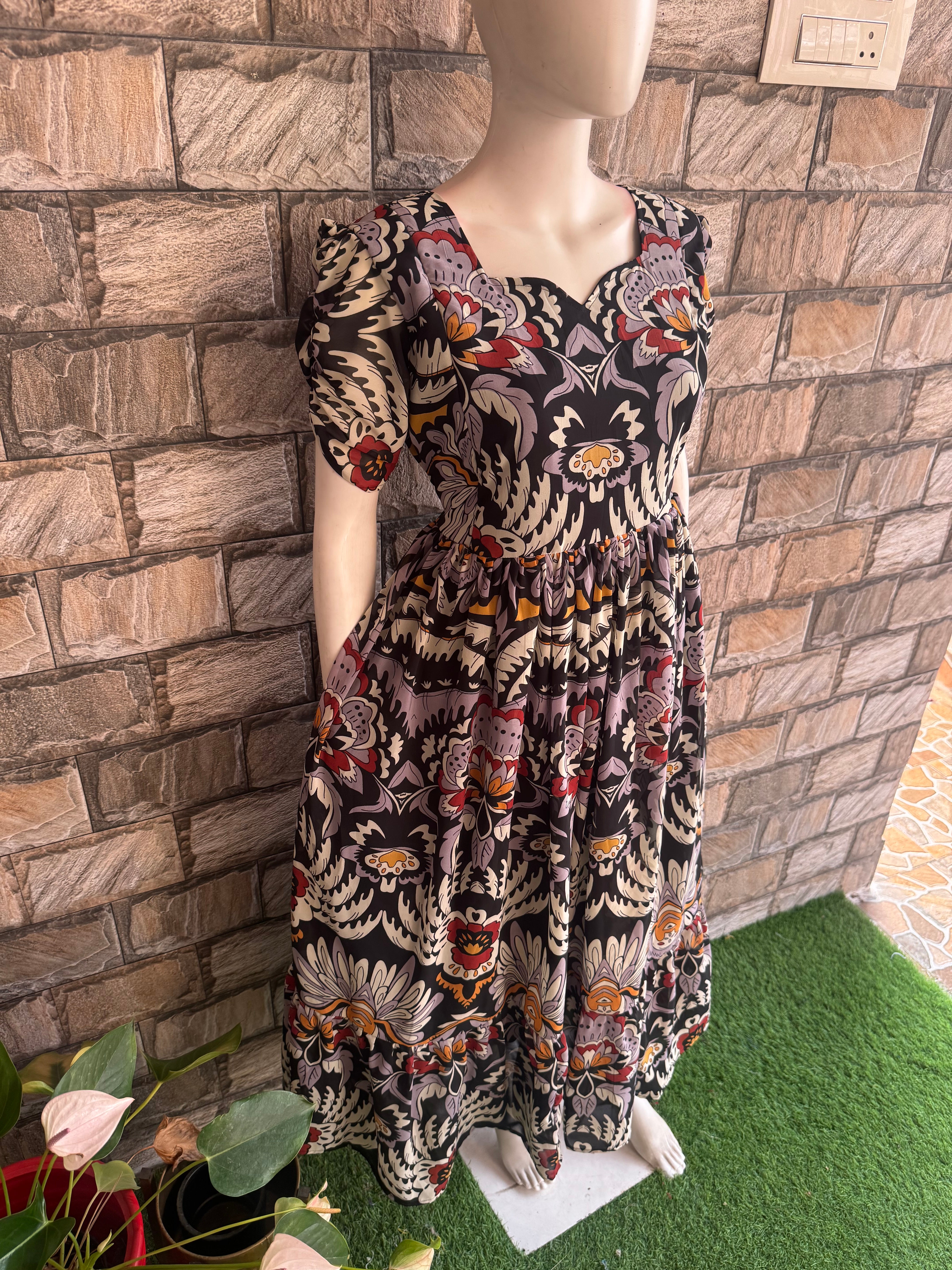 Black Kalamkari maternity Maxi