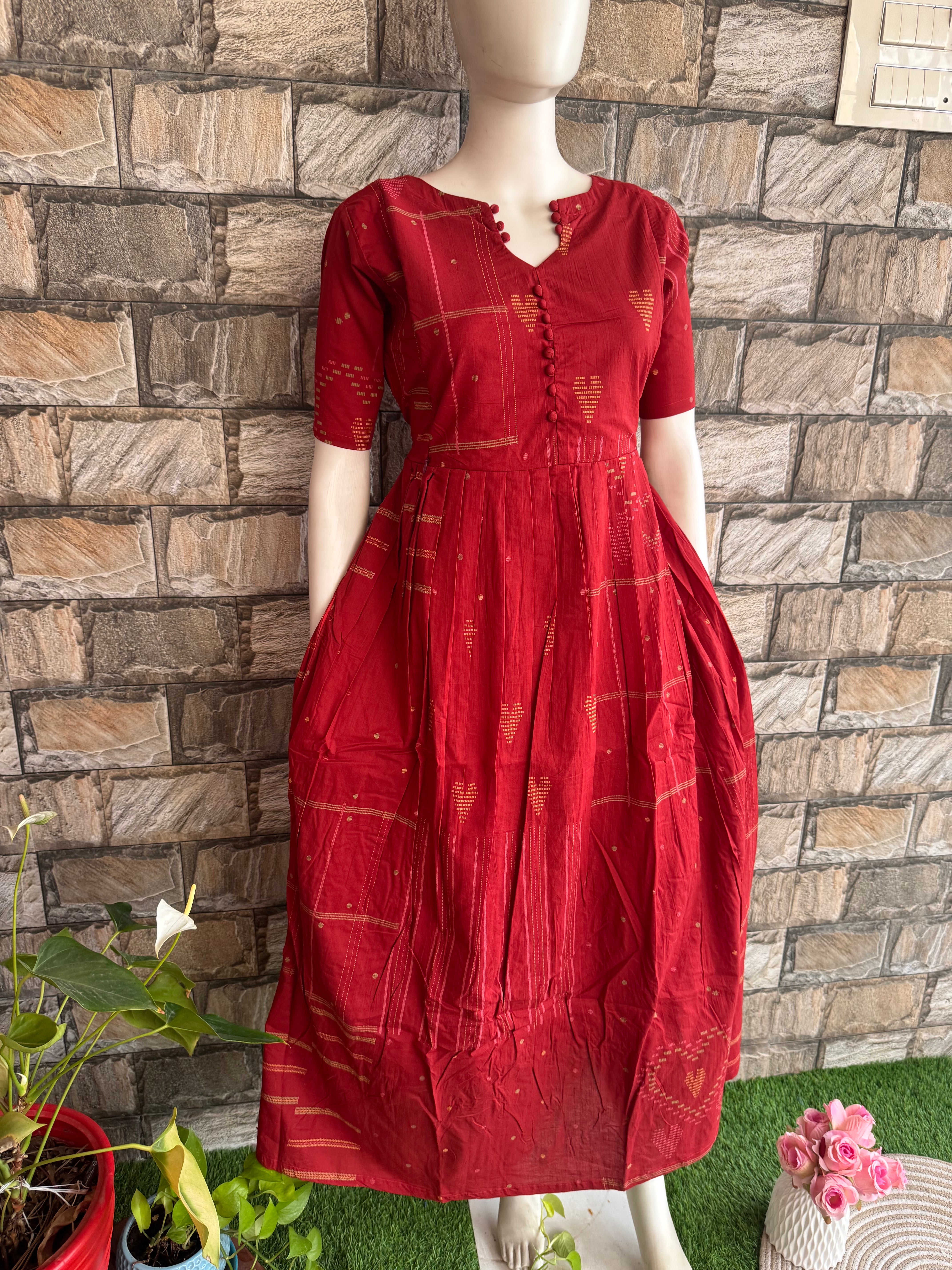 Maternity maxi Handloom cotton Best price Pale Maroon