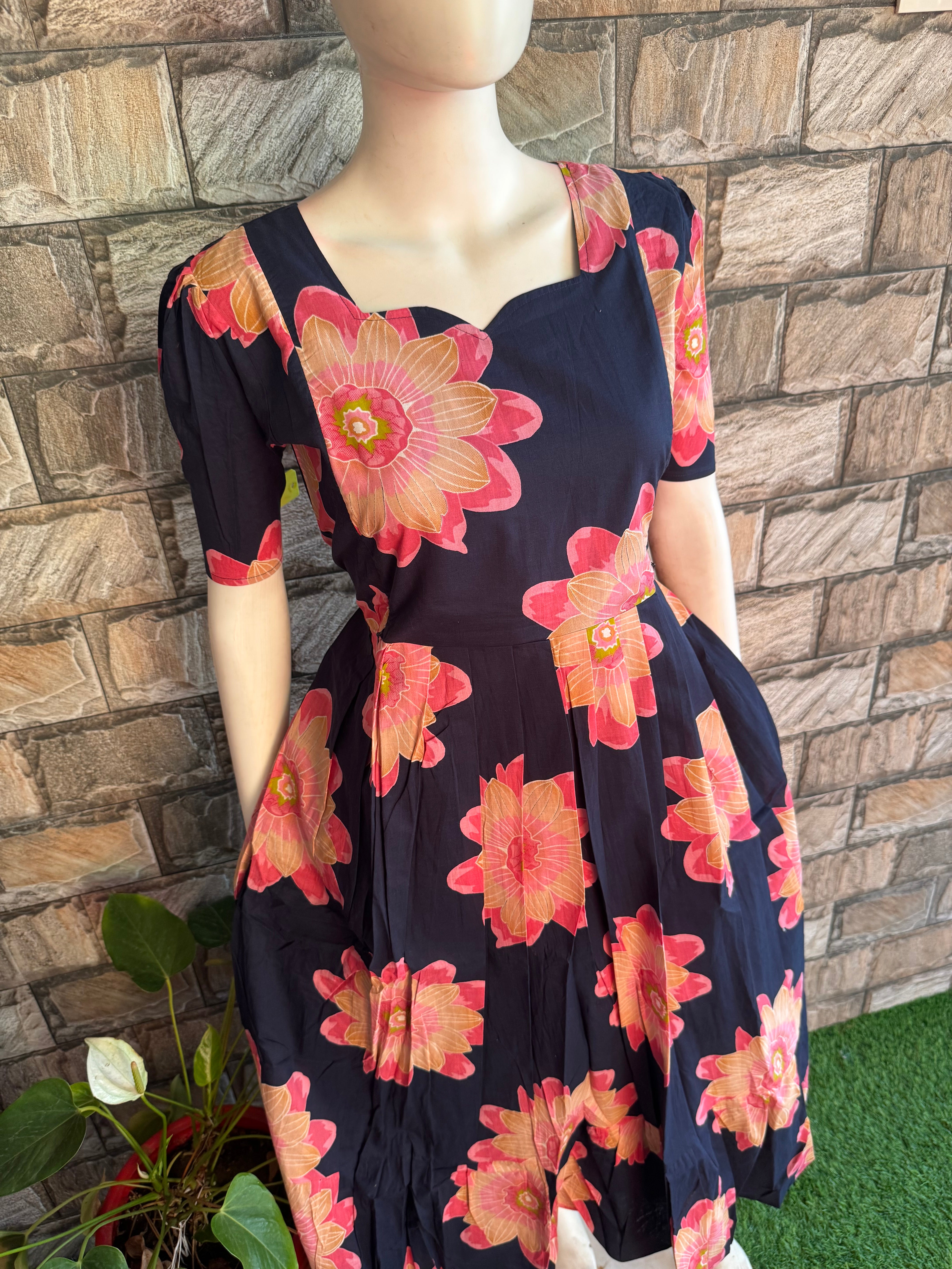 Navy soft cotton Maternity maxi Sunflower