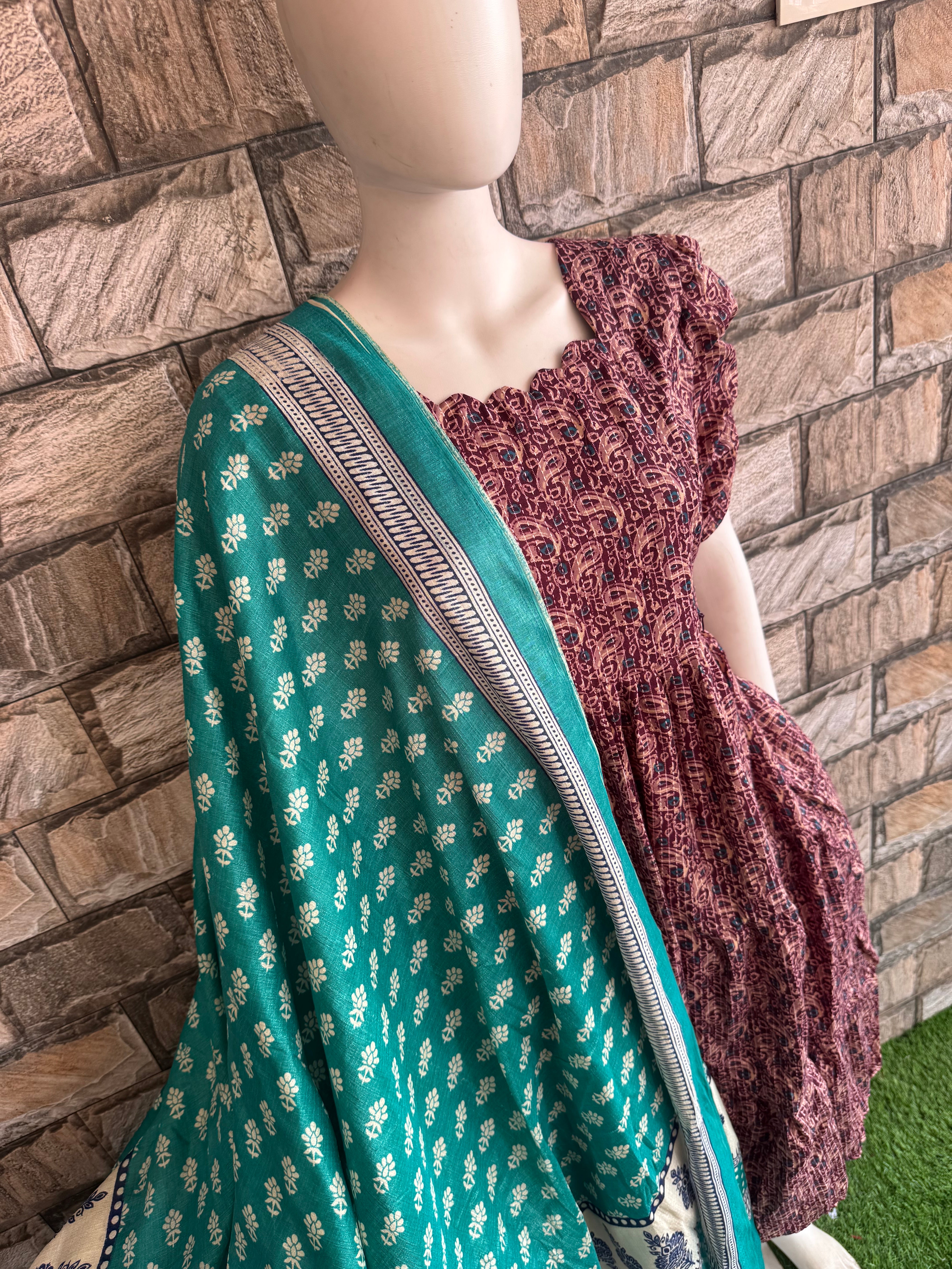 Sea blue poly Khadhi dupatta