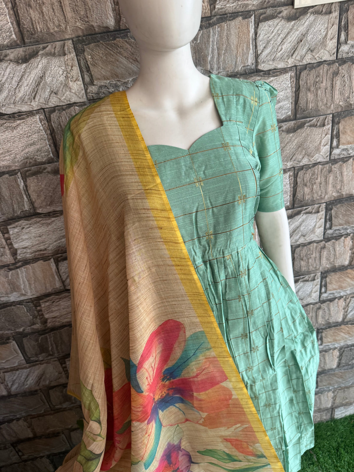 Raw silk Maternity Feeding maxi Budget launch Including dupatta