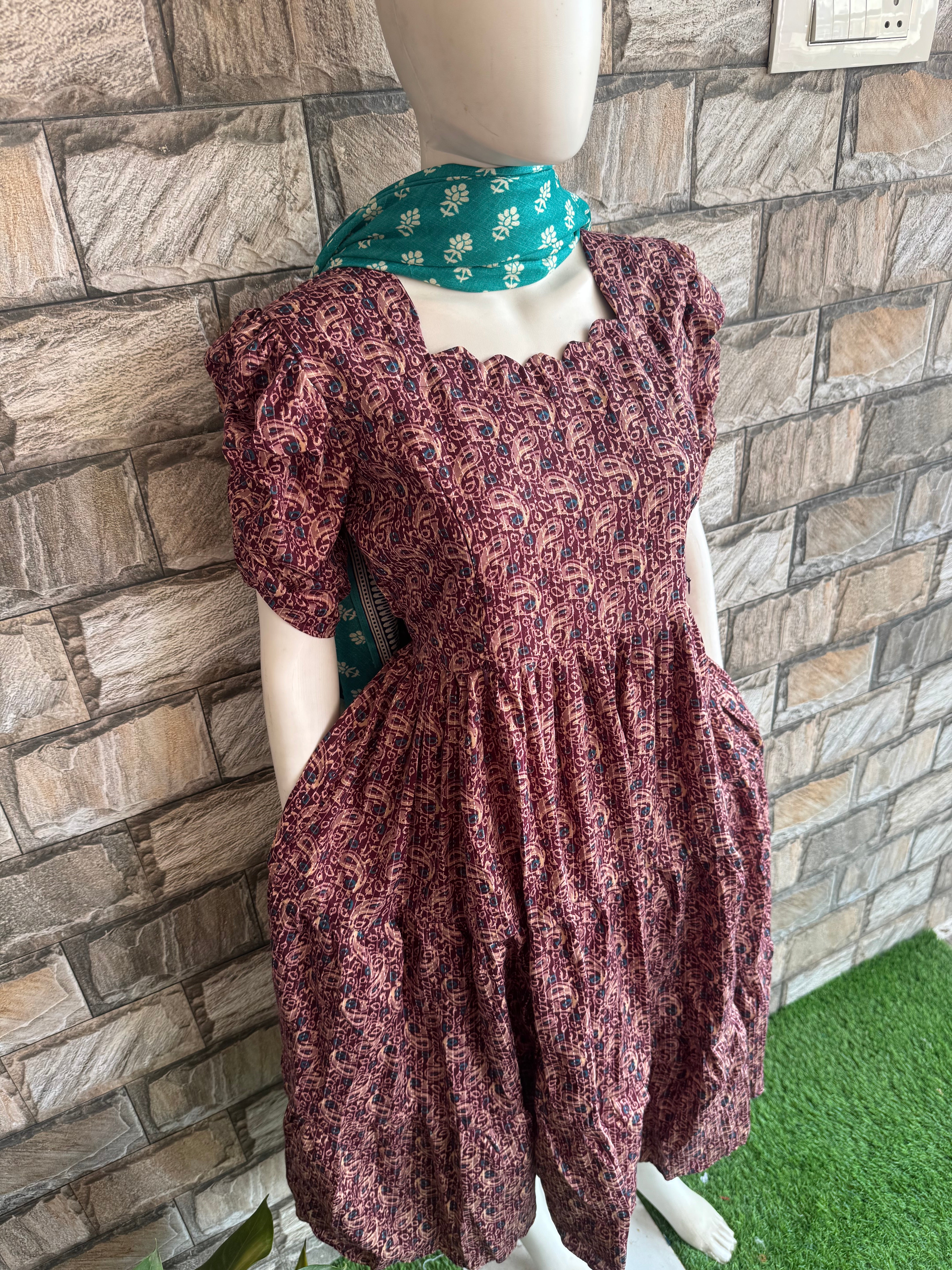 Wine Ajrak maternity maxi