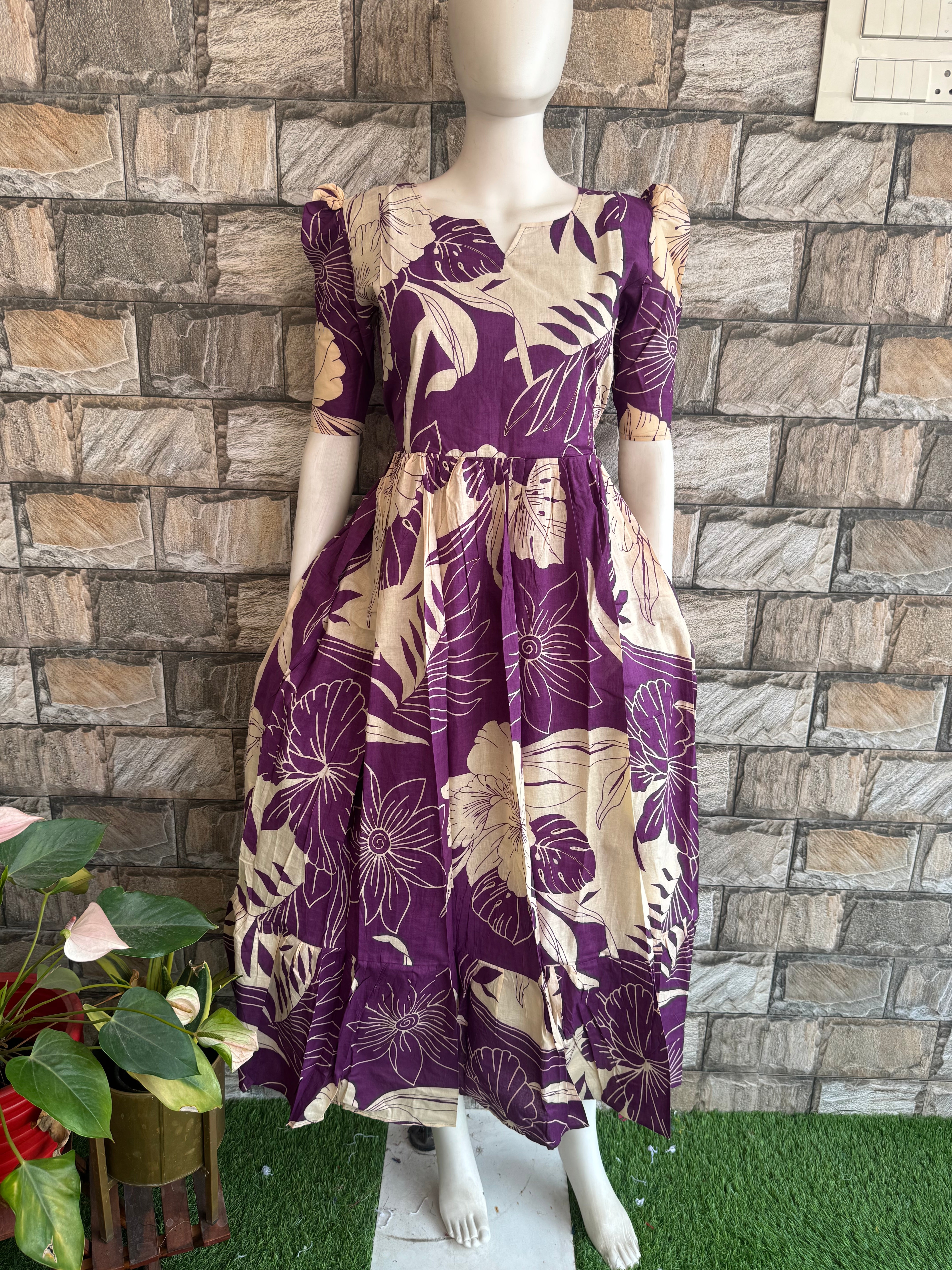 Leafy Violet Maternity Maxi