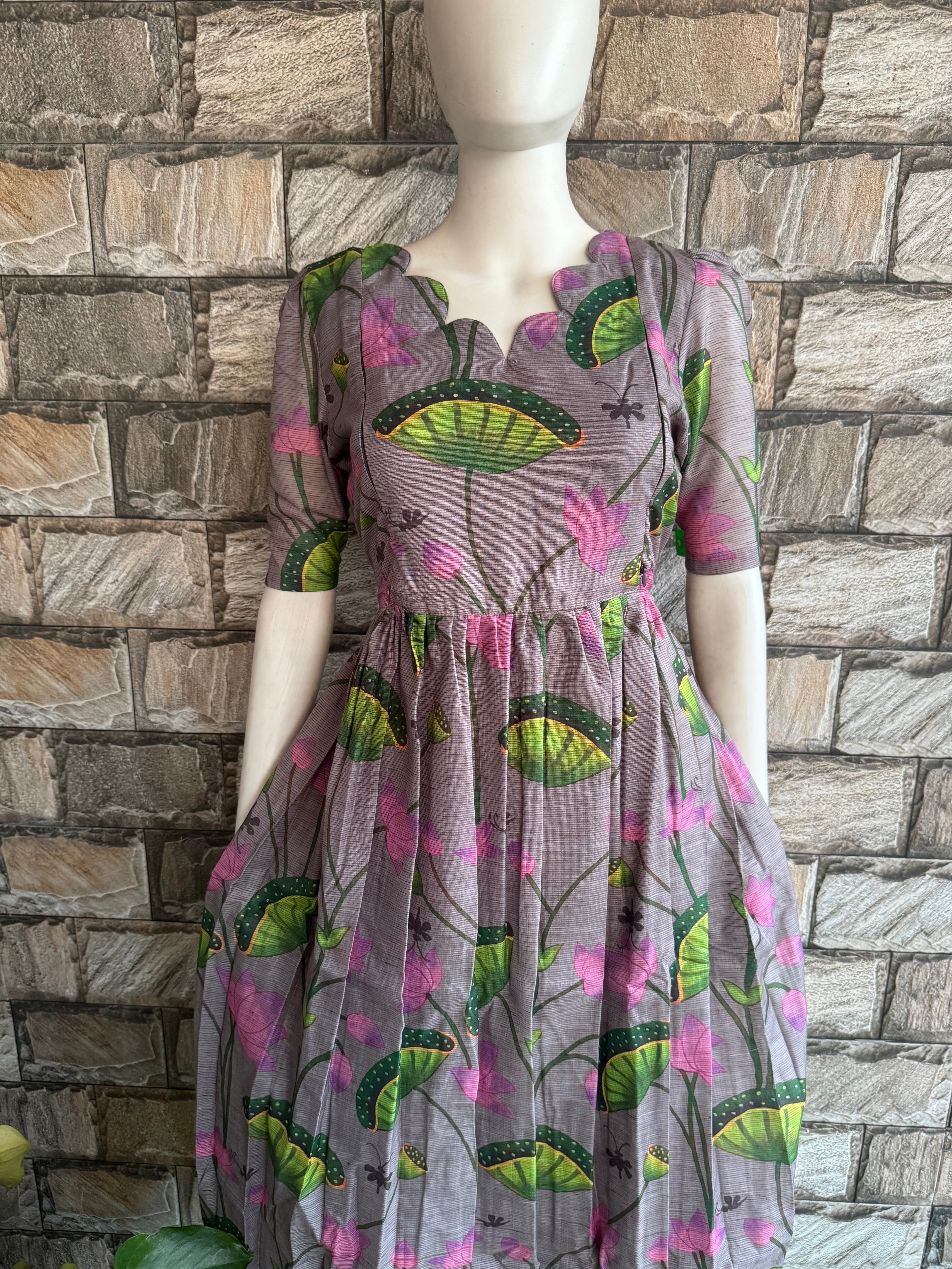 Linen Soft Cotton Maternity maxi Lotus