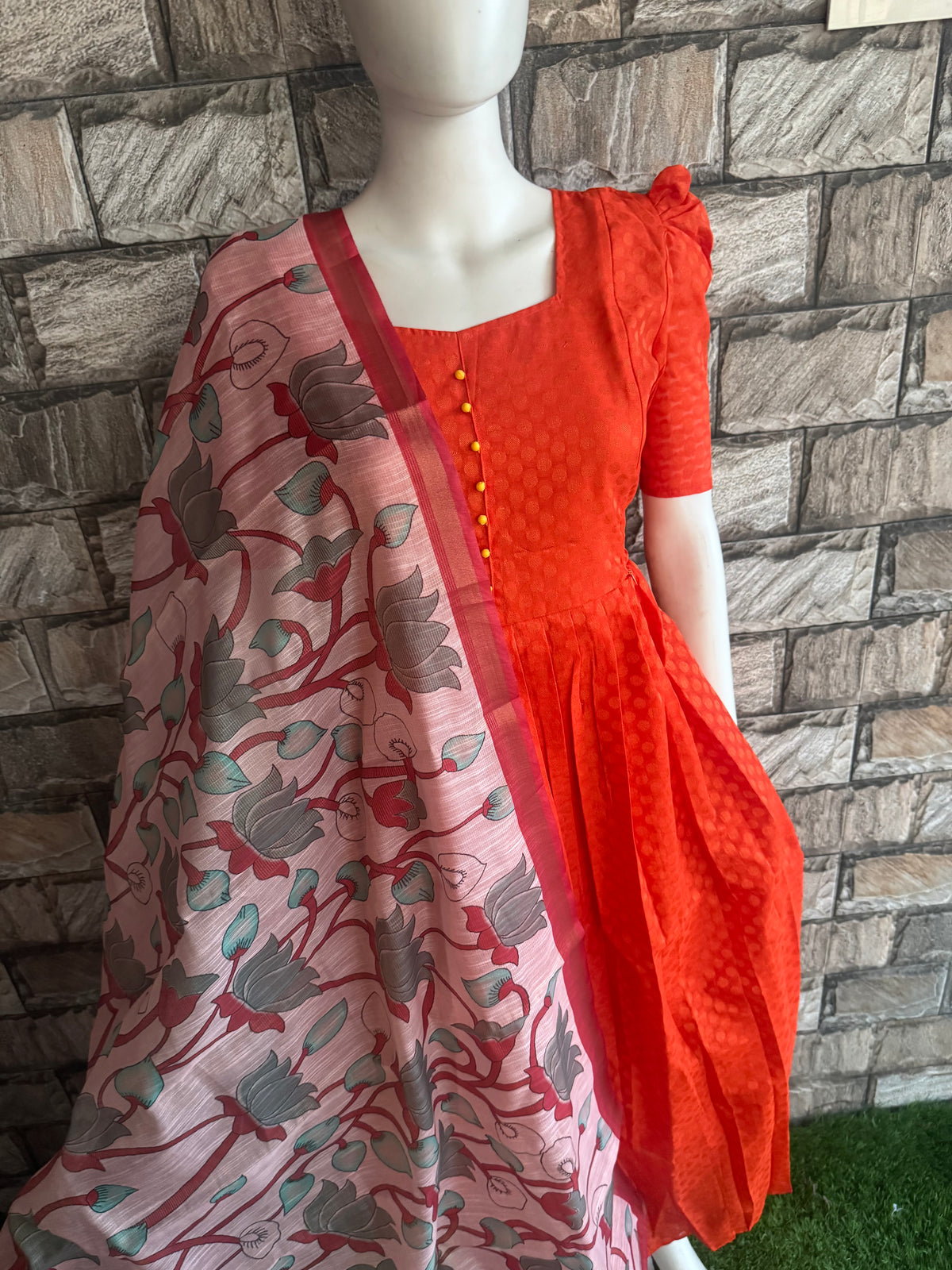 Silk cotton jacquard Maternity Feeding maxi ONLY FEEDING with DUPATTA