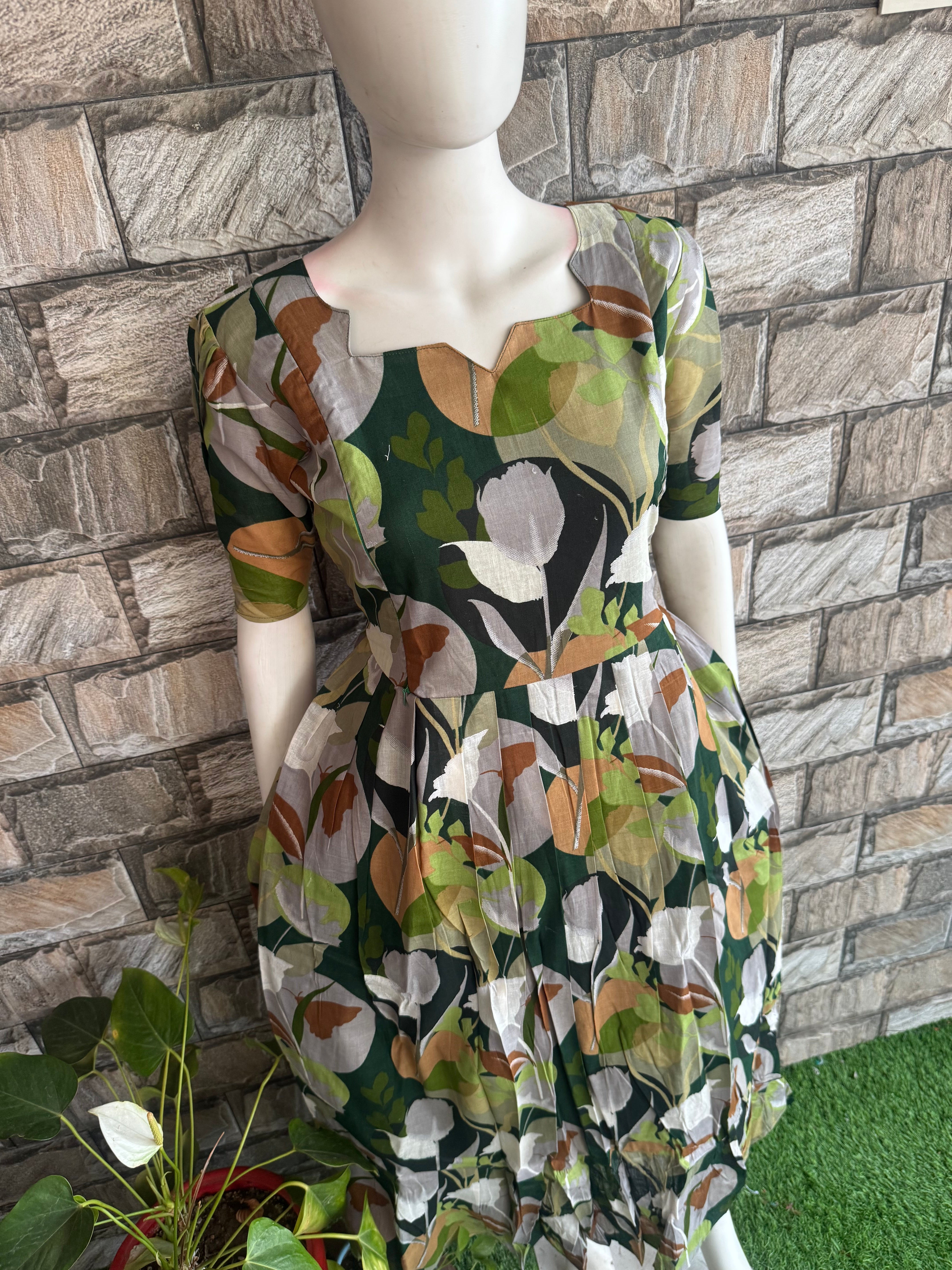 Tropical leaf soft cotton Maternity maxi