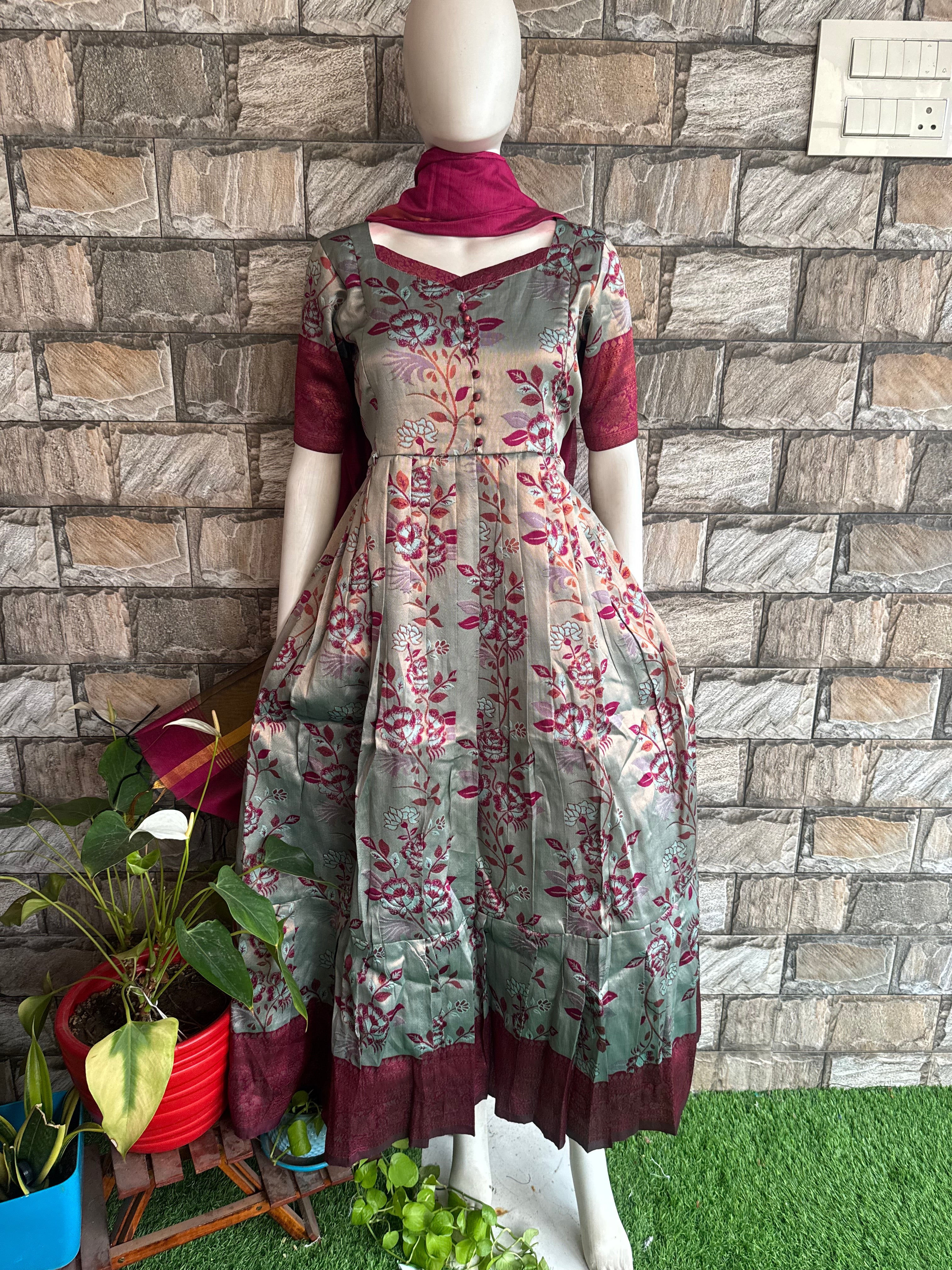 Festive wear Maternity Banarasi silk maxi
