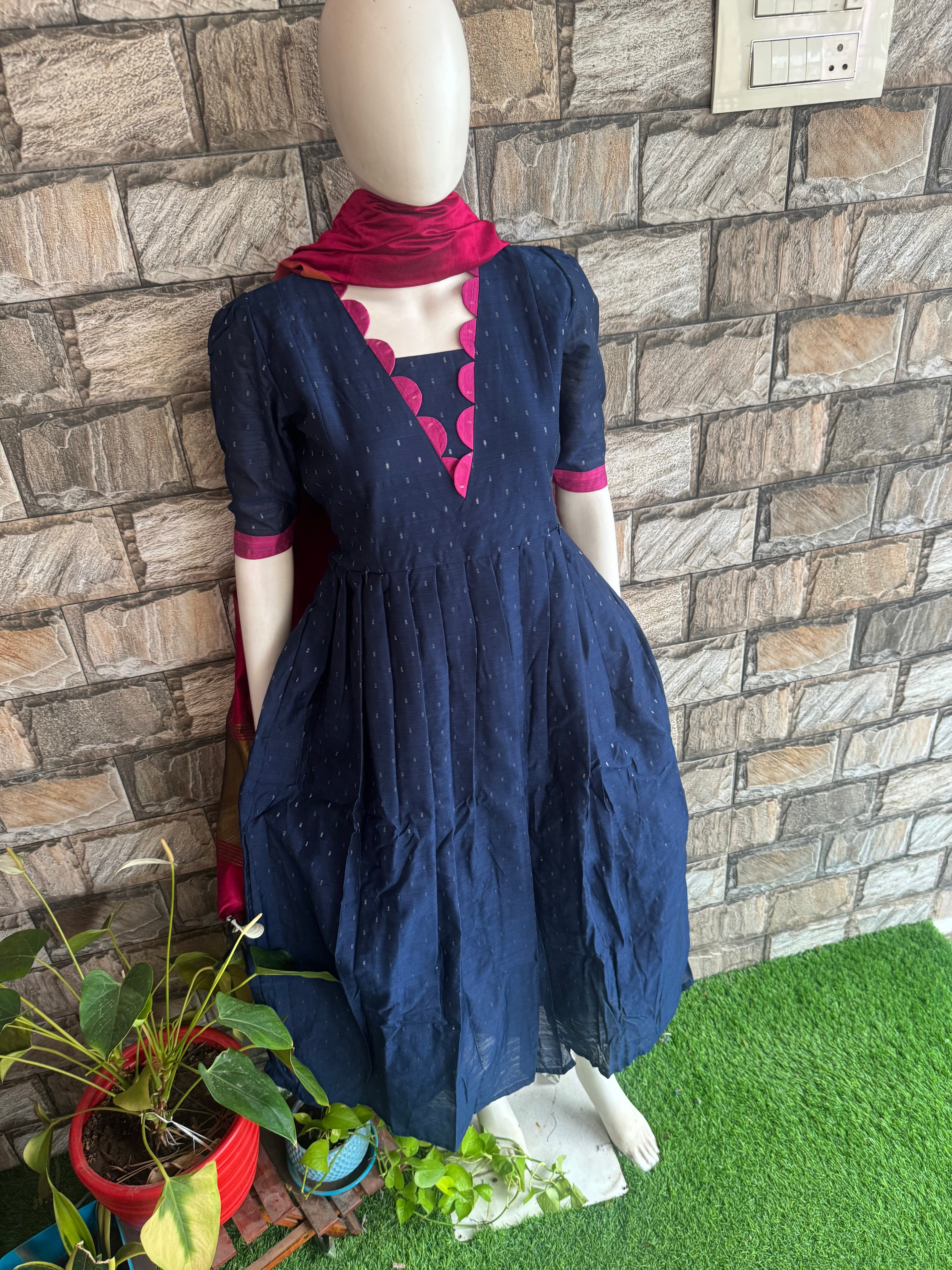 Festive wear Maternity raw silk maxi Bluey