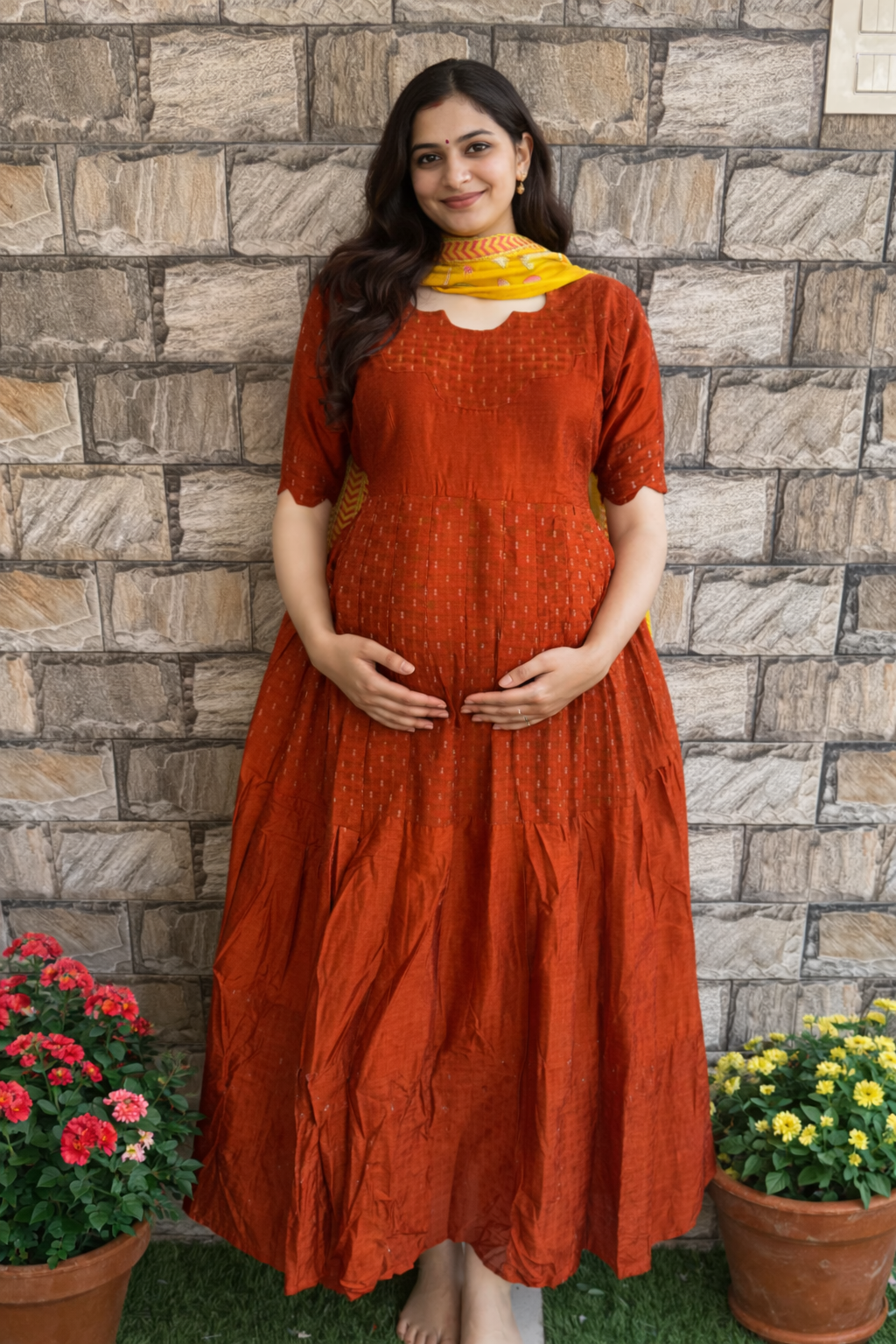 Rust orange Maternity Maxi