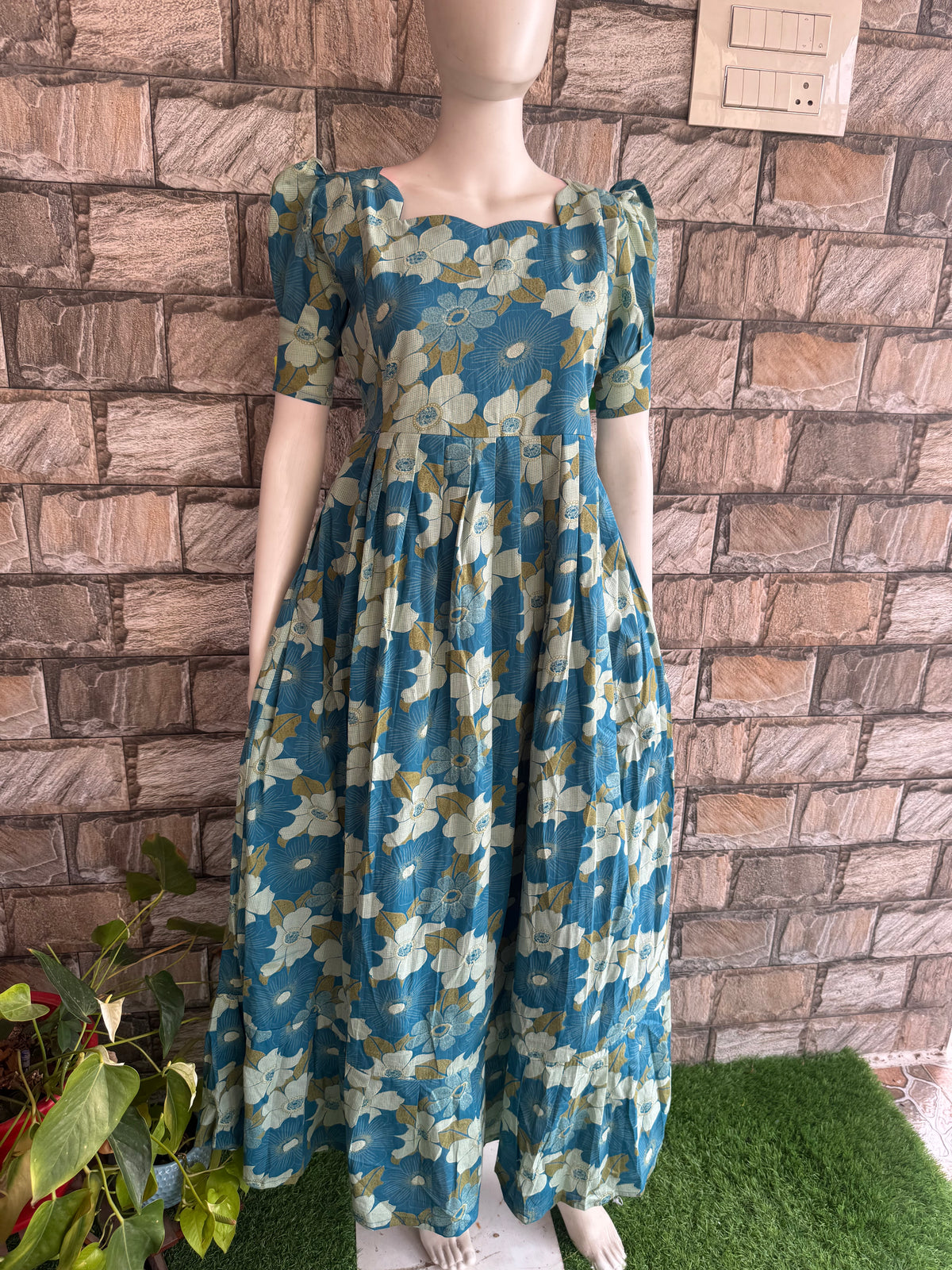 Soft cotton Maternity maxi faded Rama blue