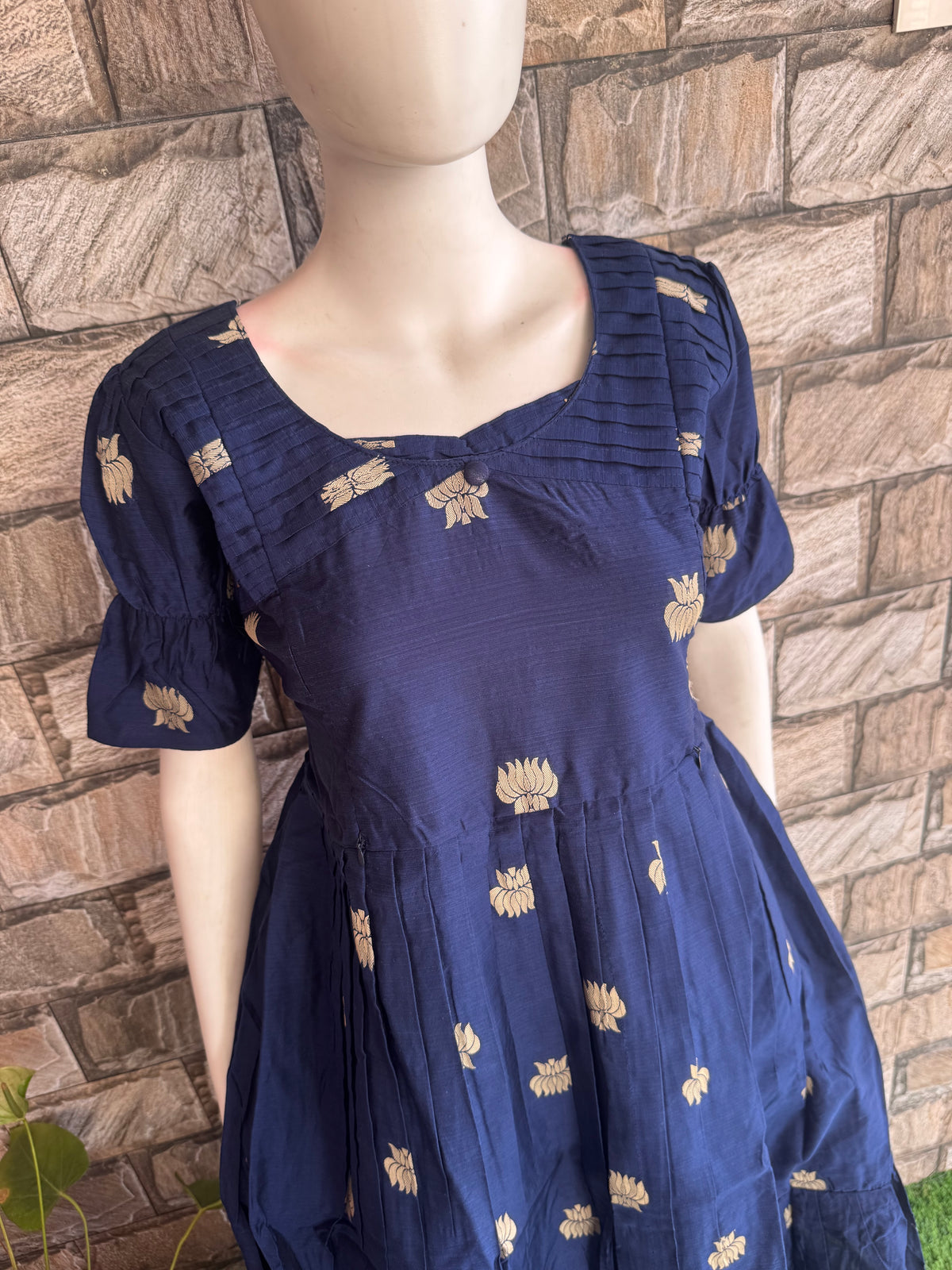 Diwali series Maternity raw silk maxi Royal blue - without Dupatta