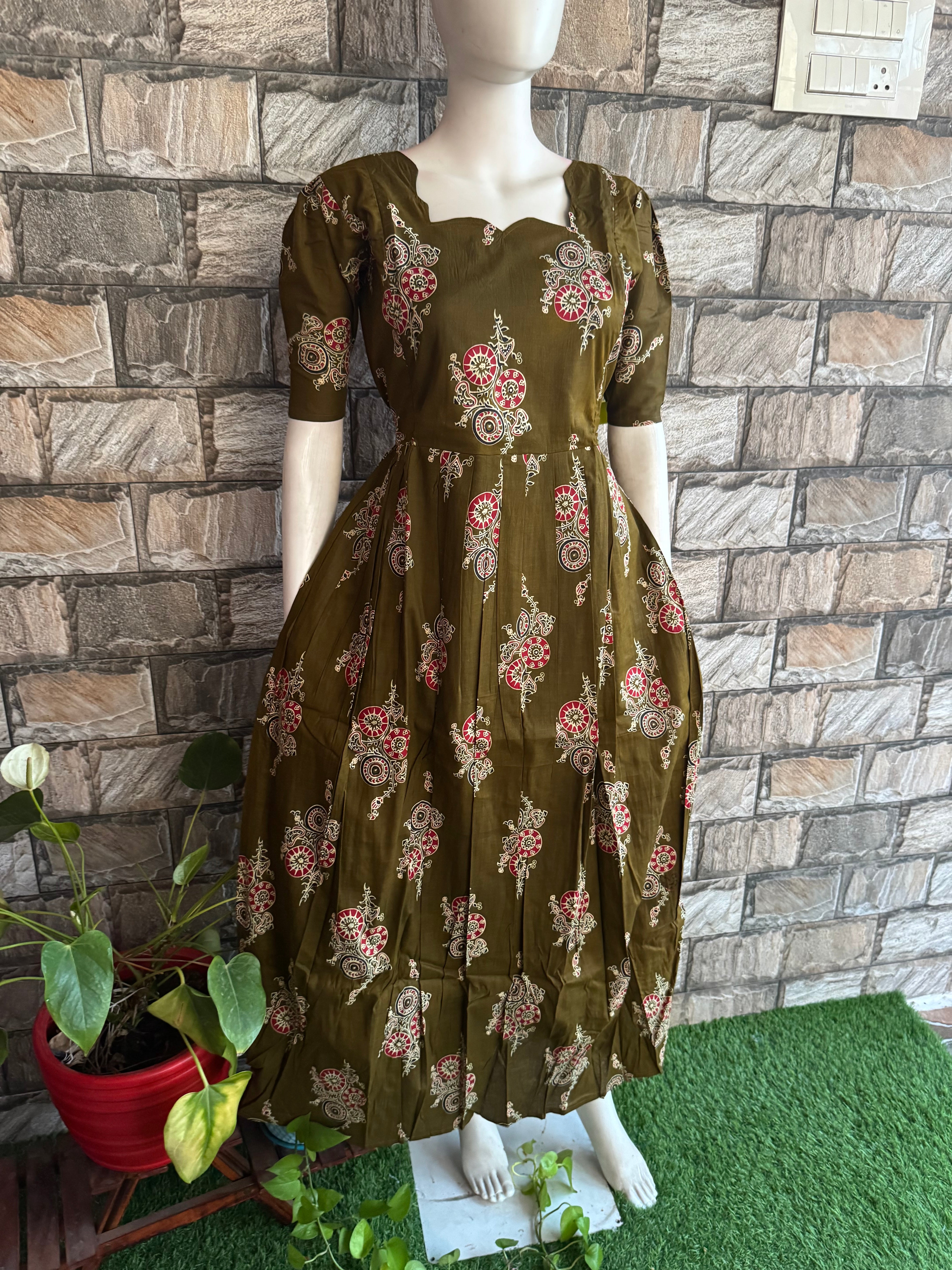 Olive soft cotton Maternity maxi
